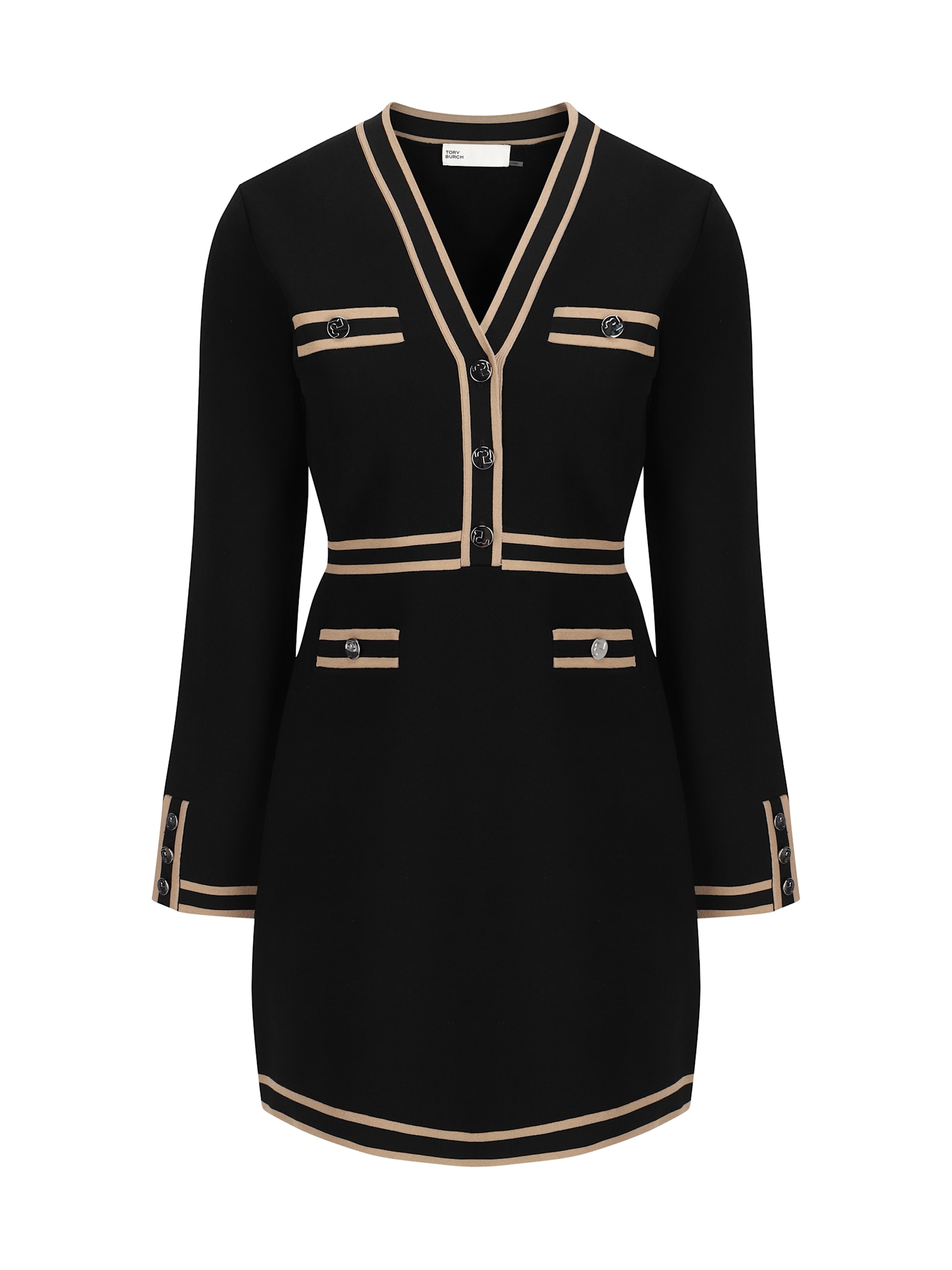 Shop Tory Burch Kendra Dress In Black / Camel