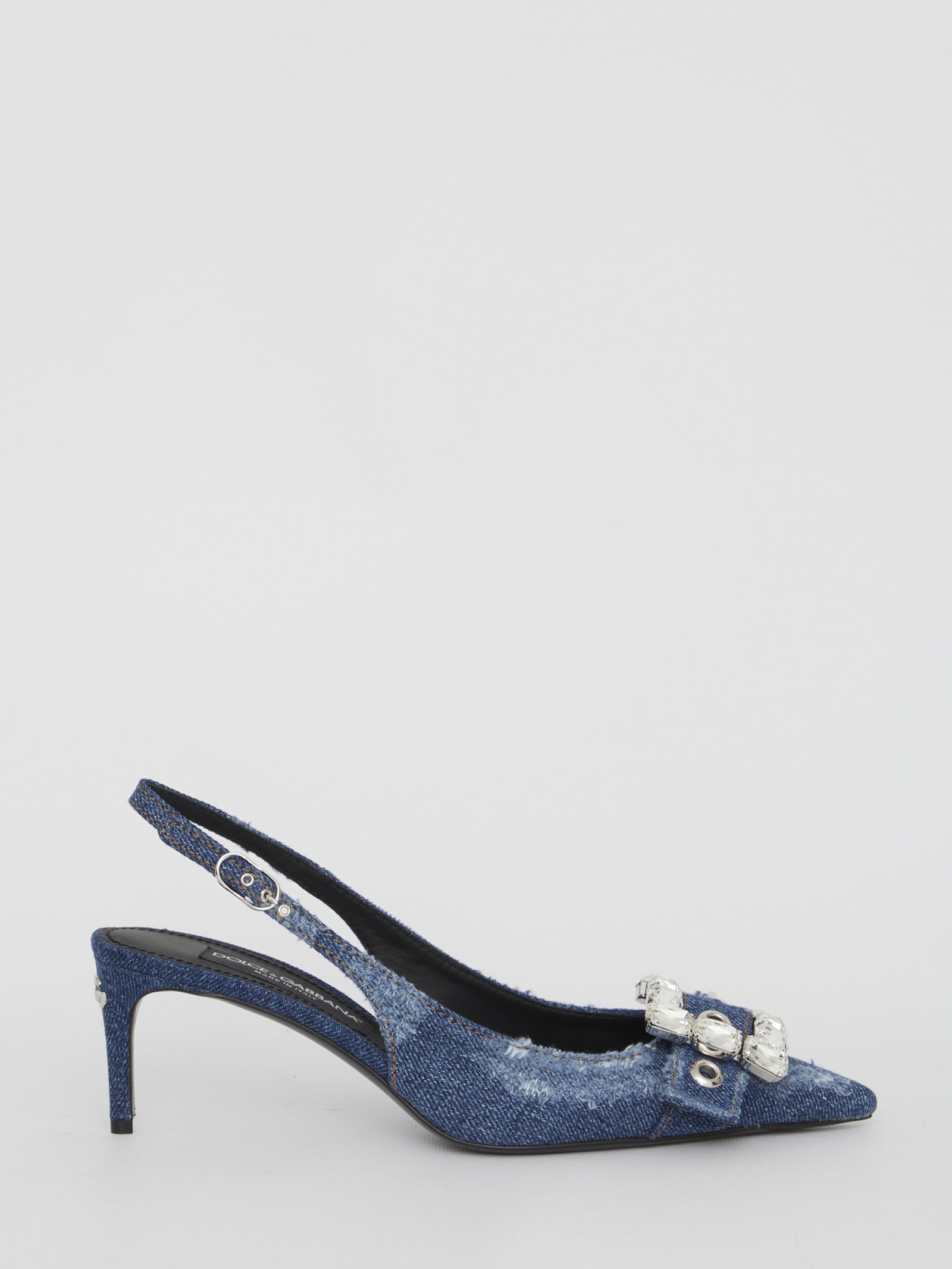 Shop Dolce & Gabbana Patchwork Jeans Slingback Sandals
