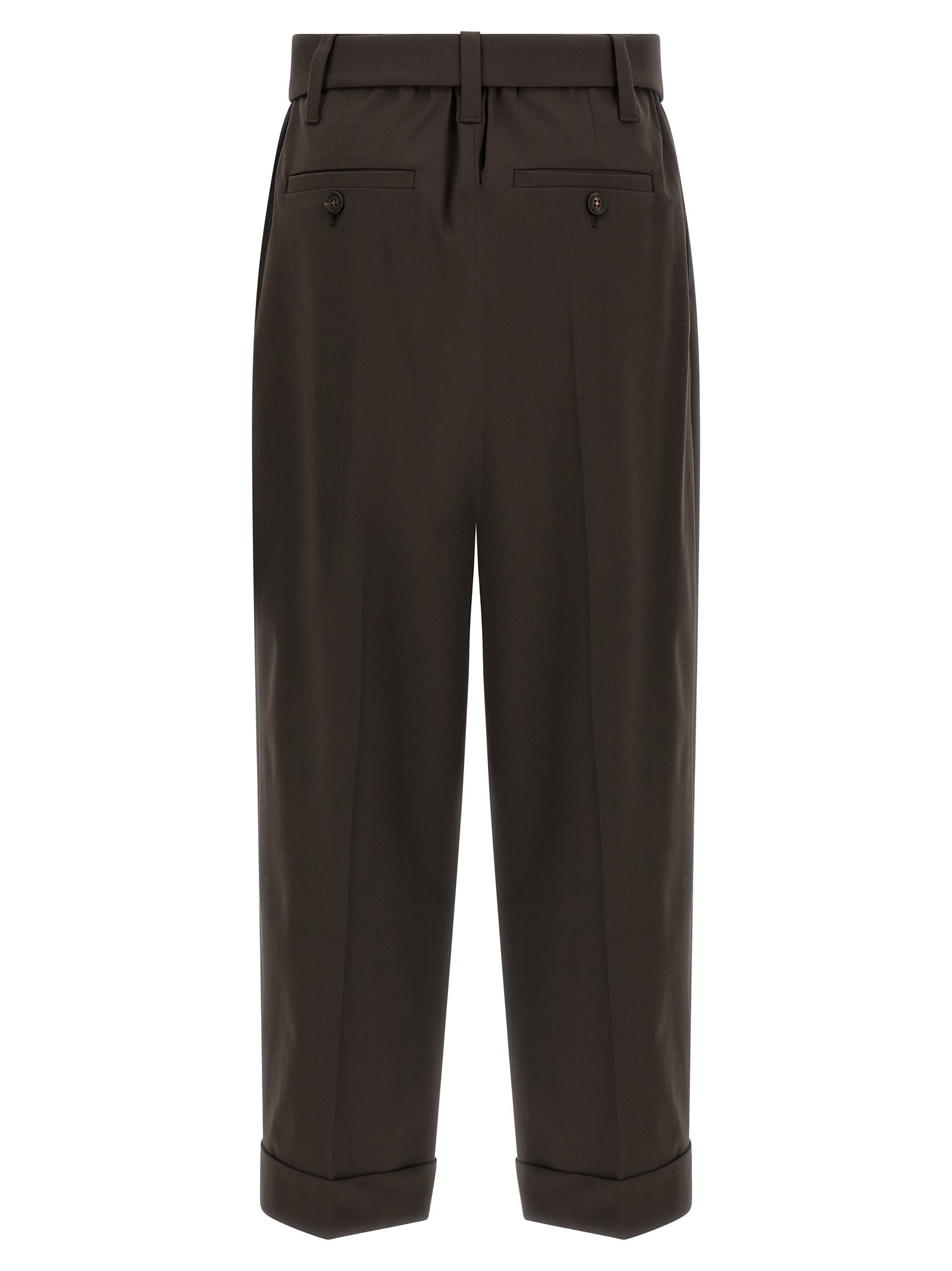 Brunello Cucinelli Belted Cropped Pants In Black