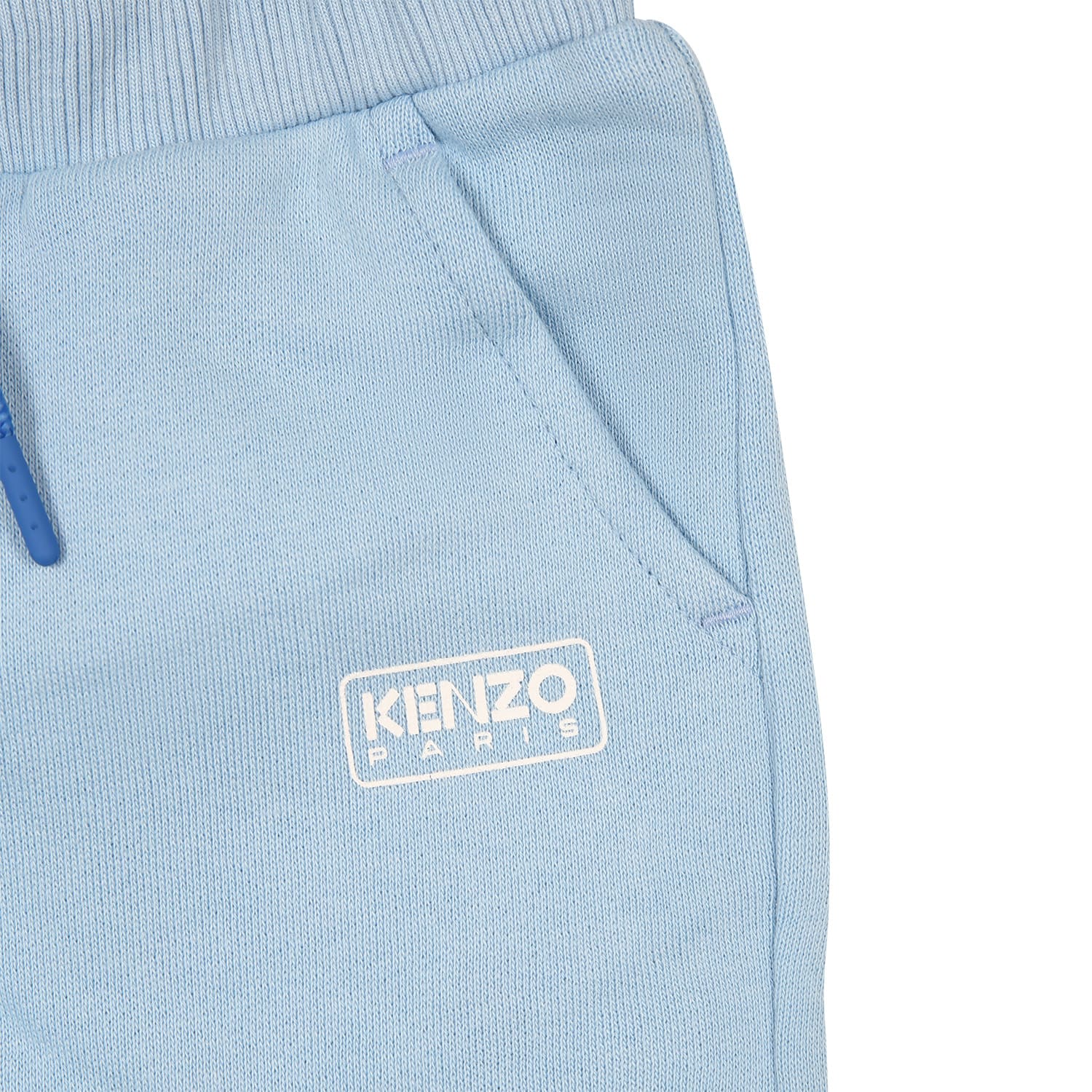 Shop Kenzo Light Blue Shorts For Baby Boy With Logo