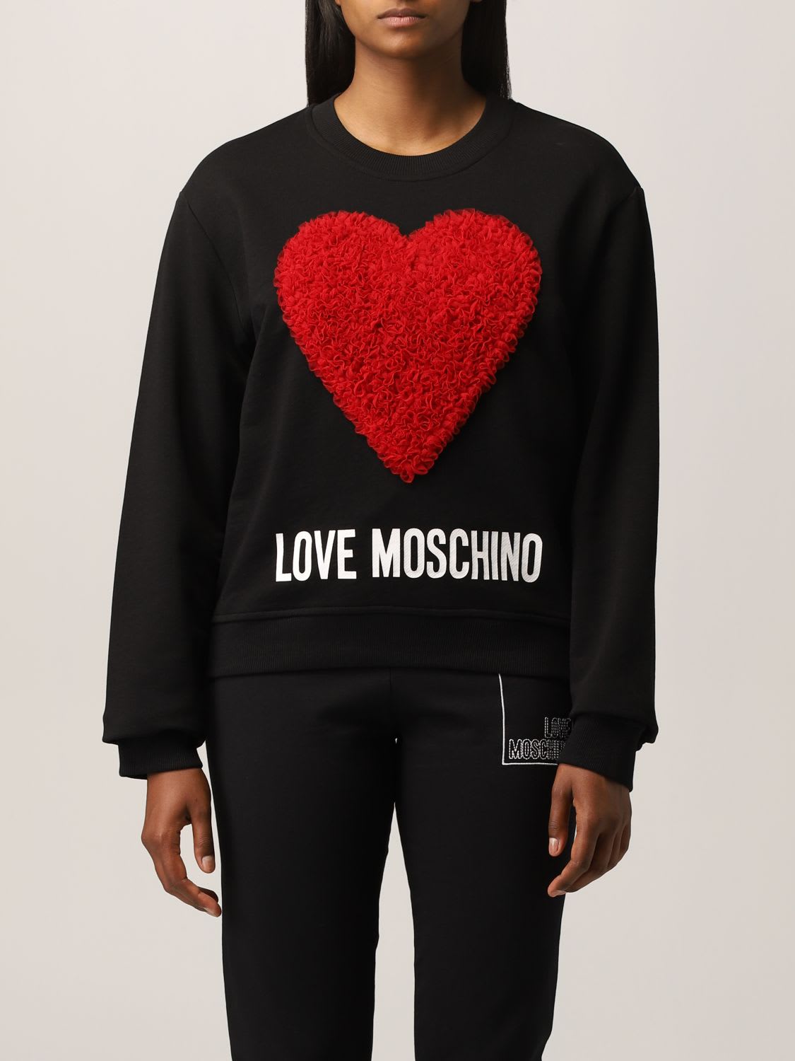 Love Moschino Sweatshirt Round Neck With Rouche Heart