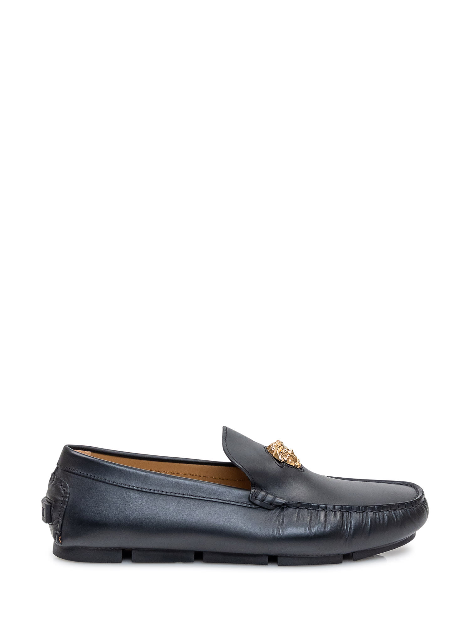 Shop Versace Loafers The Medusa In Nero