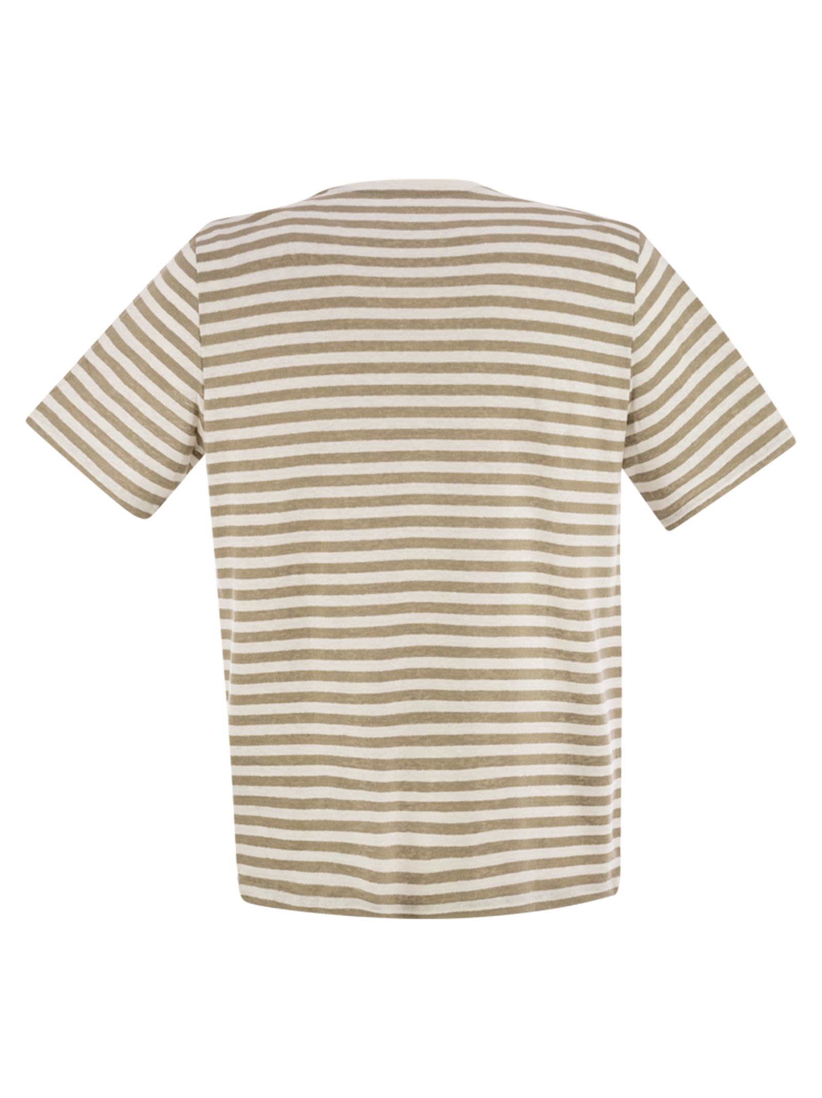 Majestic Filatures Striped Linen Crew-neck T-shirt