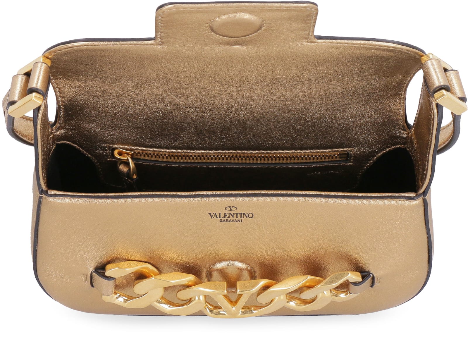 Valentino Vlogo Signature Shoulder Bag In Gold