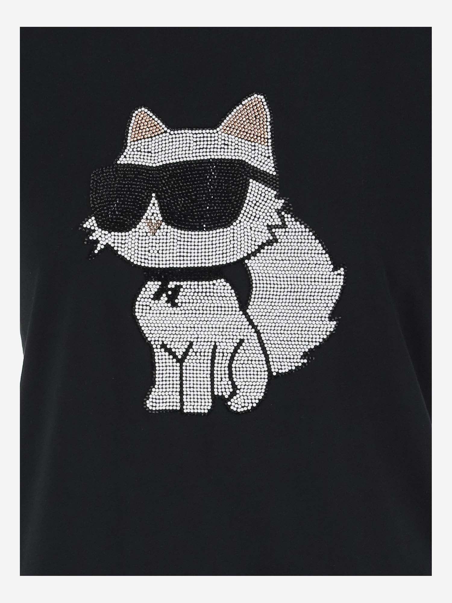 Shop Karl Lagerfeld Cotton T-shirt With Print In Black