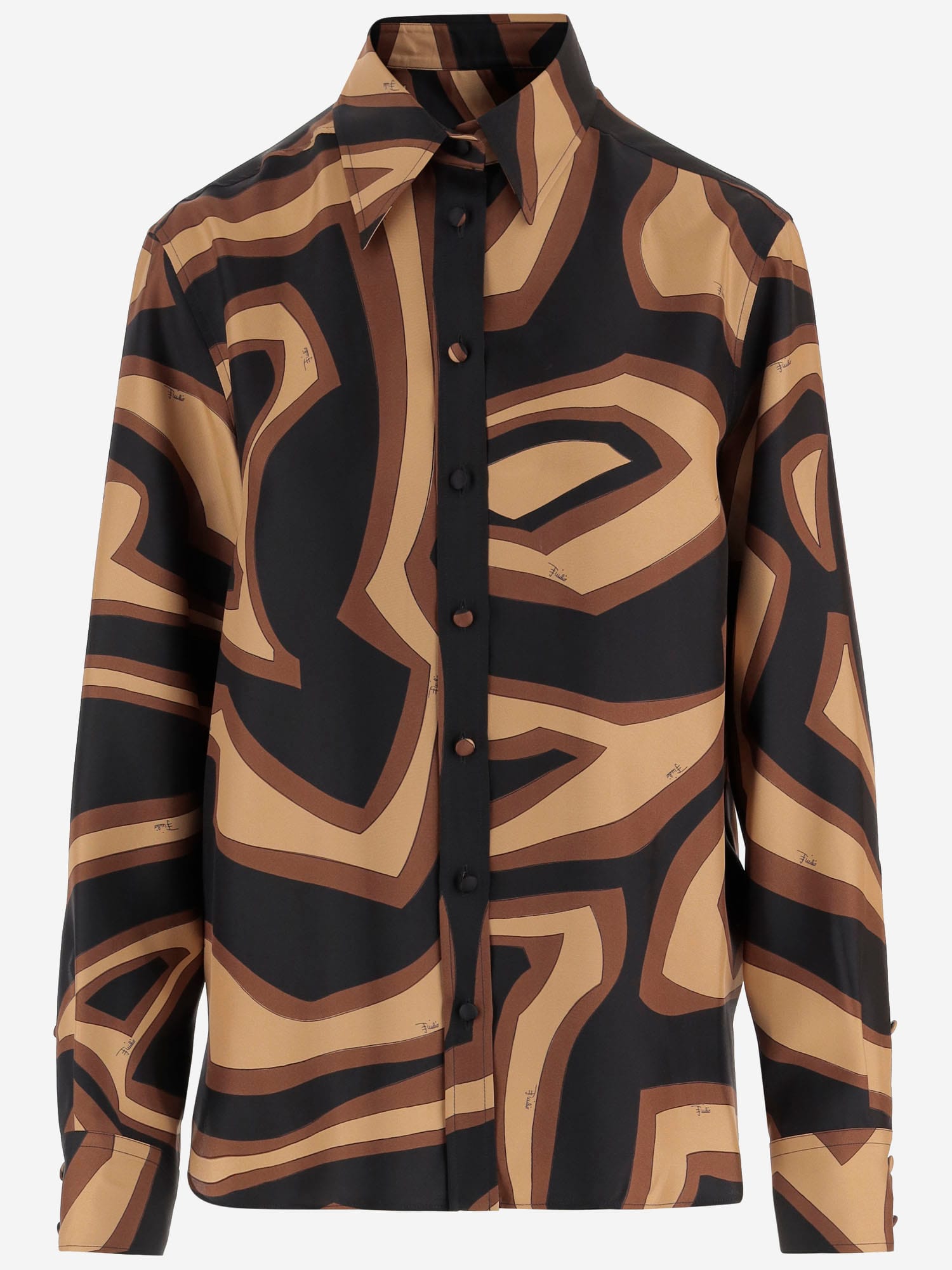 Pucci Silk Shirt With Labyrinth Print In Multi