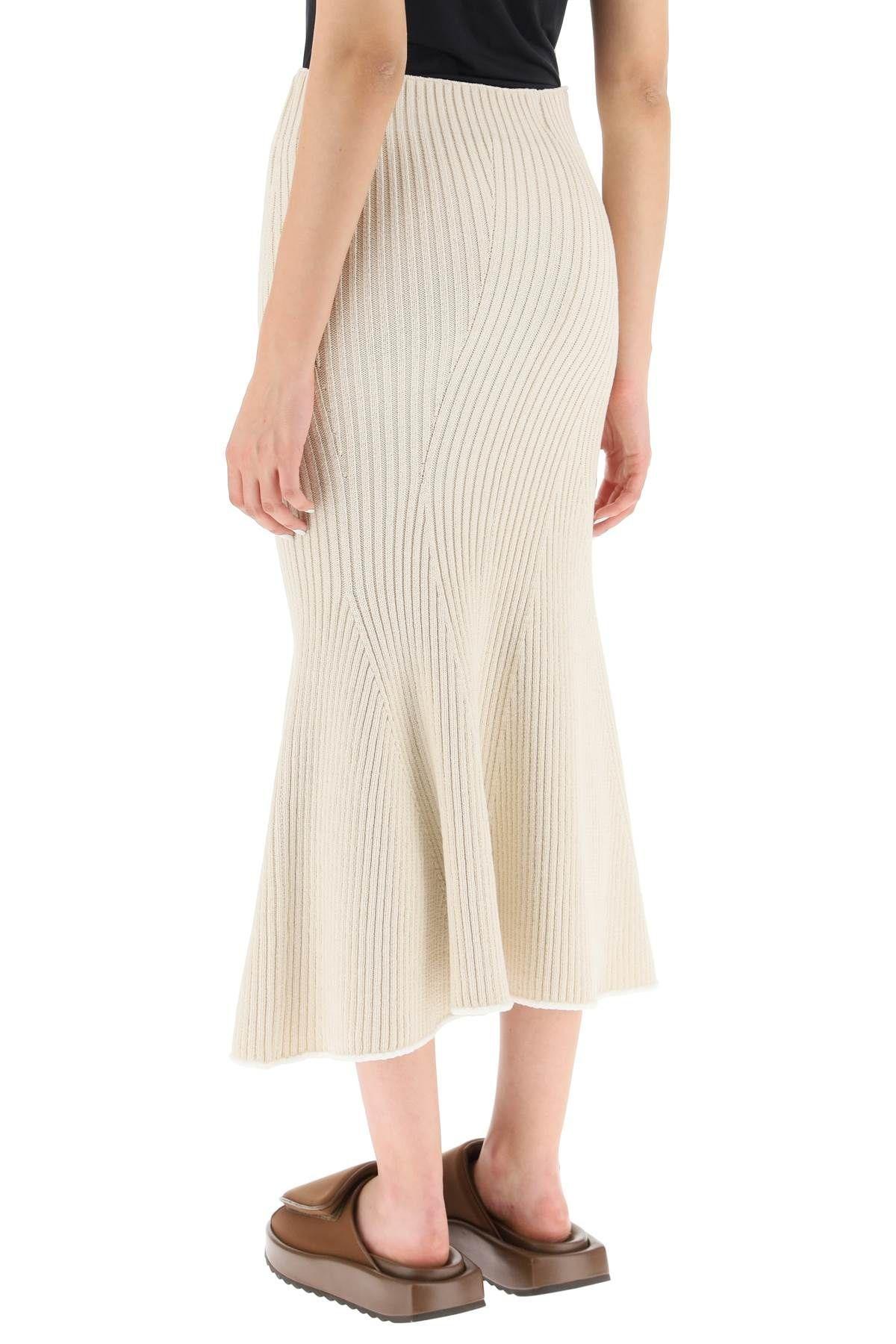 Shop Moncler Knit Midi Skirt In Beige