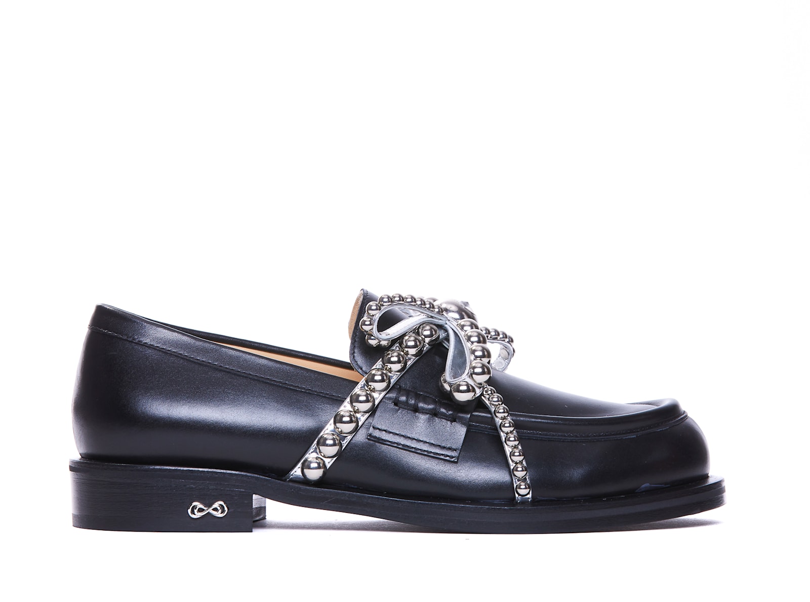 Shop Mach &amp; Mach Crystal Studs Loafers In Black