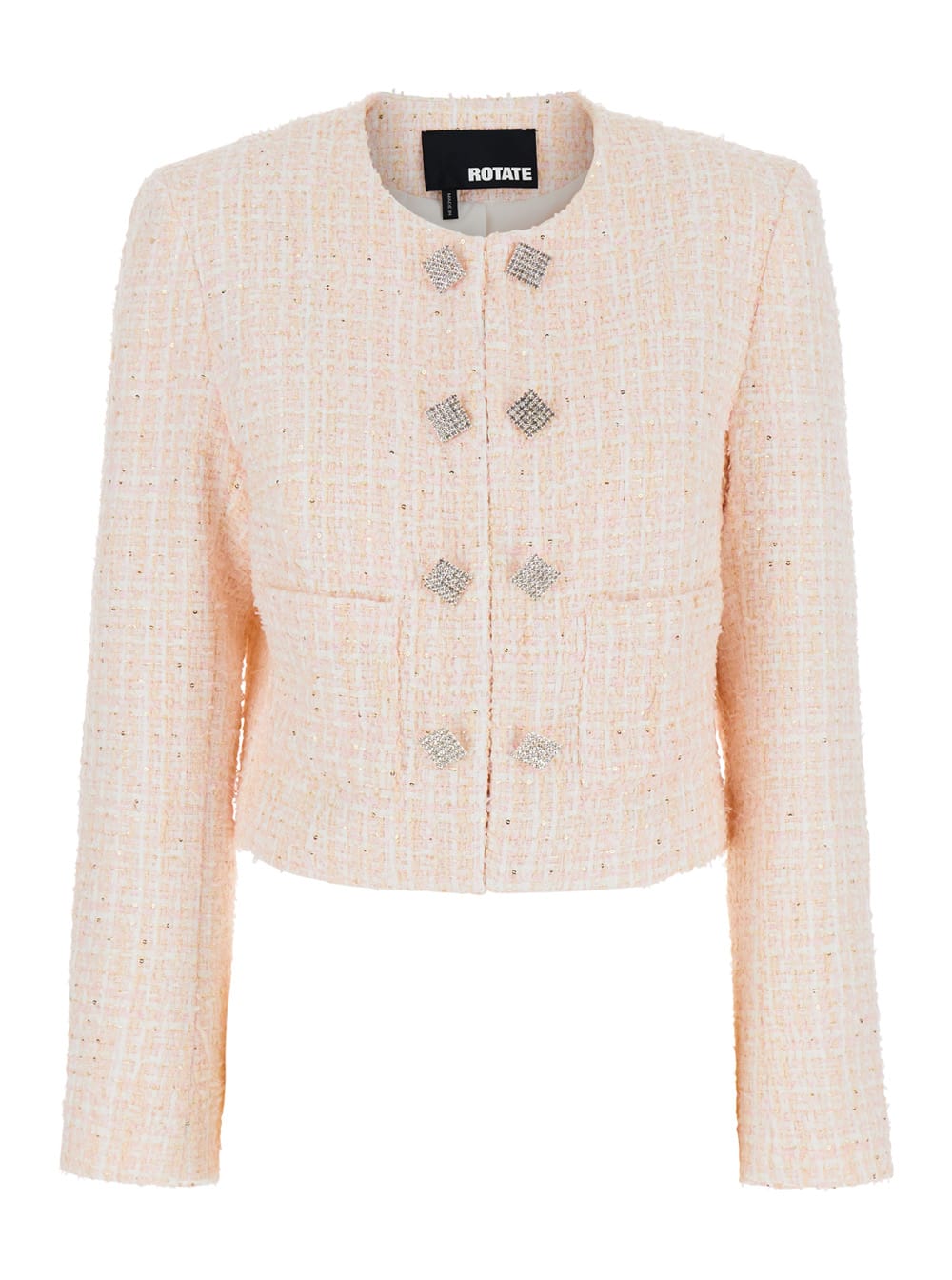 Shop Rotate Birger Christensen Boucle Cropped Jacket In Fairy Tale