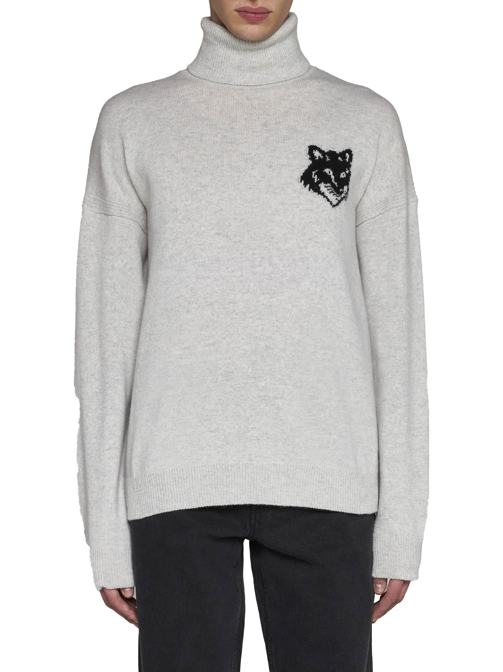 Shop Maison Kitsuné Sweater In Light Grey Melange