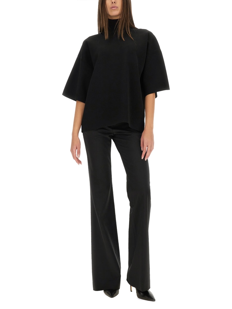 Theory Stretch-jersey Turtleneck Top In Black