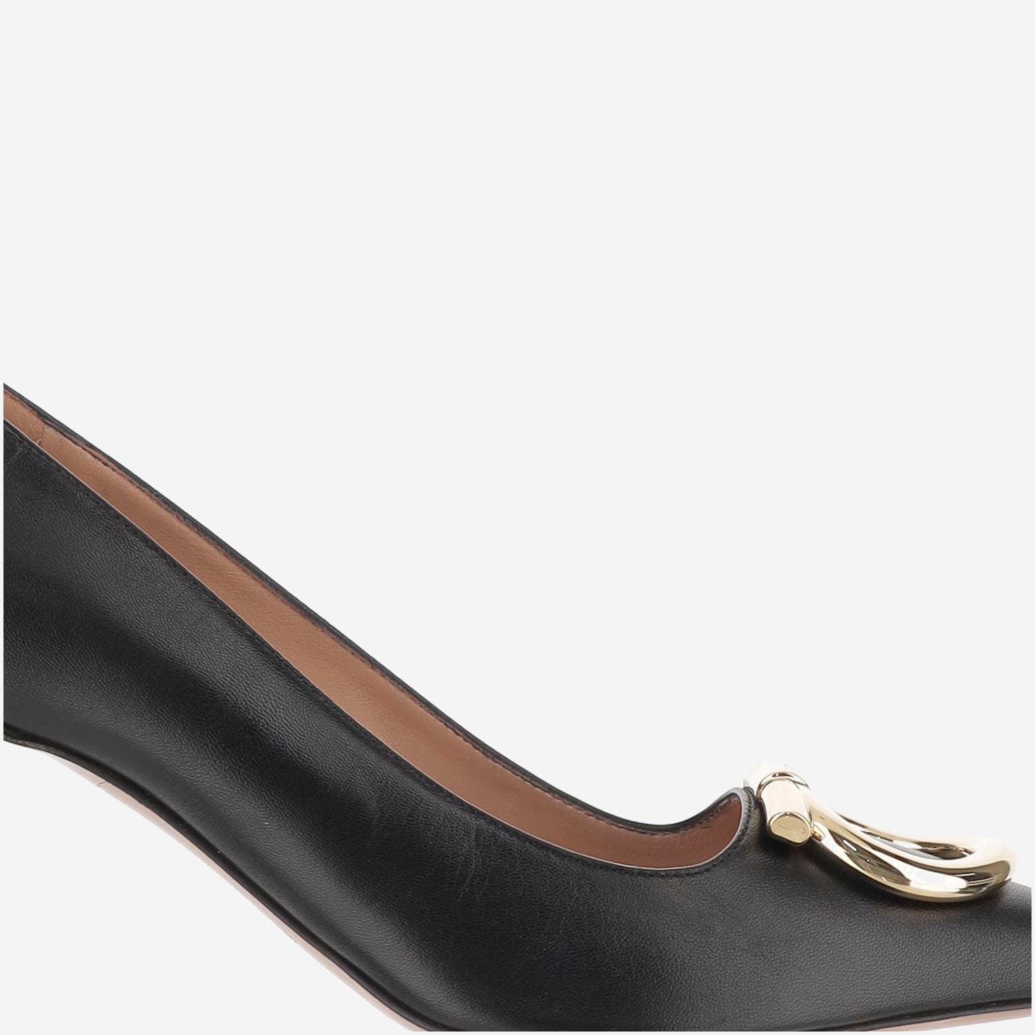 Ferragamo Escarpin Décolleté Maxi Gancini Noir Taille 41 In Black