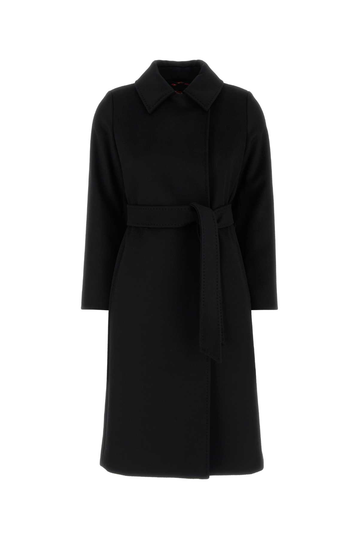 Max Mara Black Wool Bcollag Coat In Black