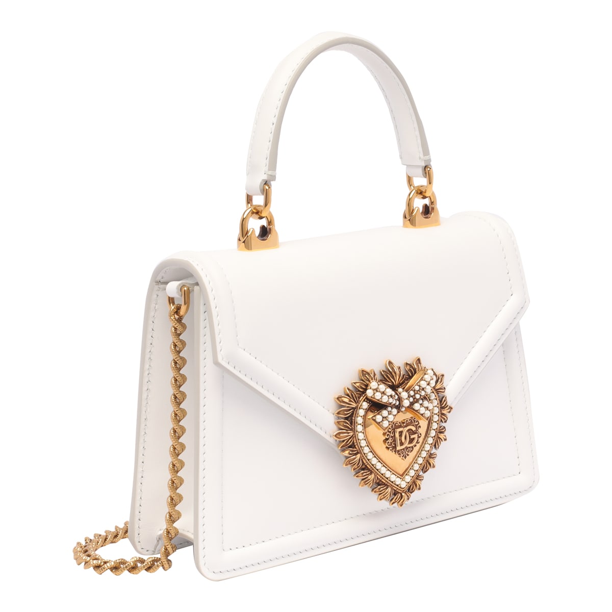 Shop Dolce & Gabbana Devotion Small Bag In Bianco Ottico