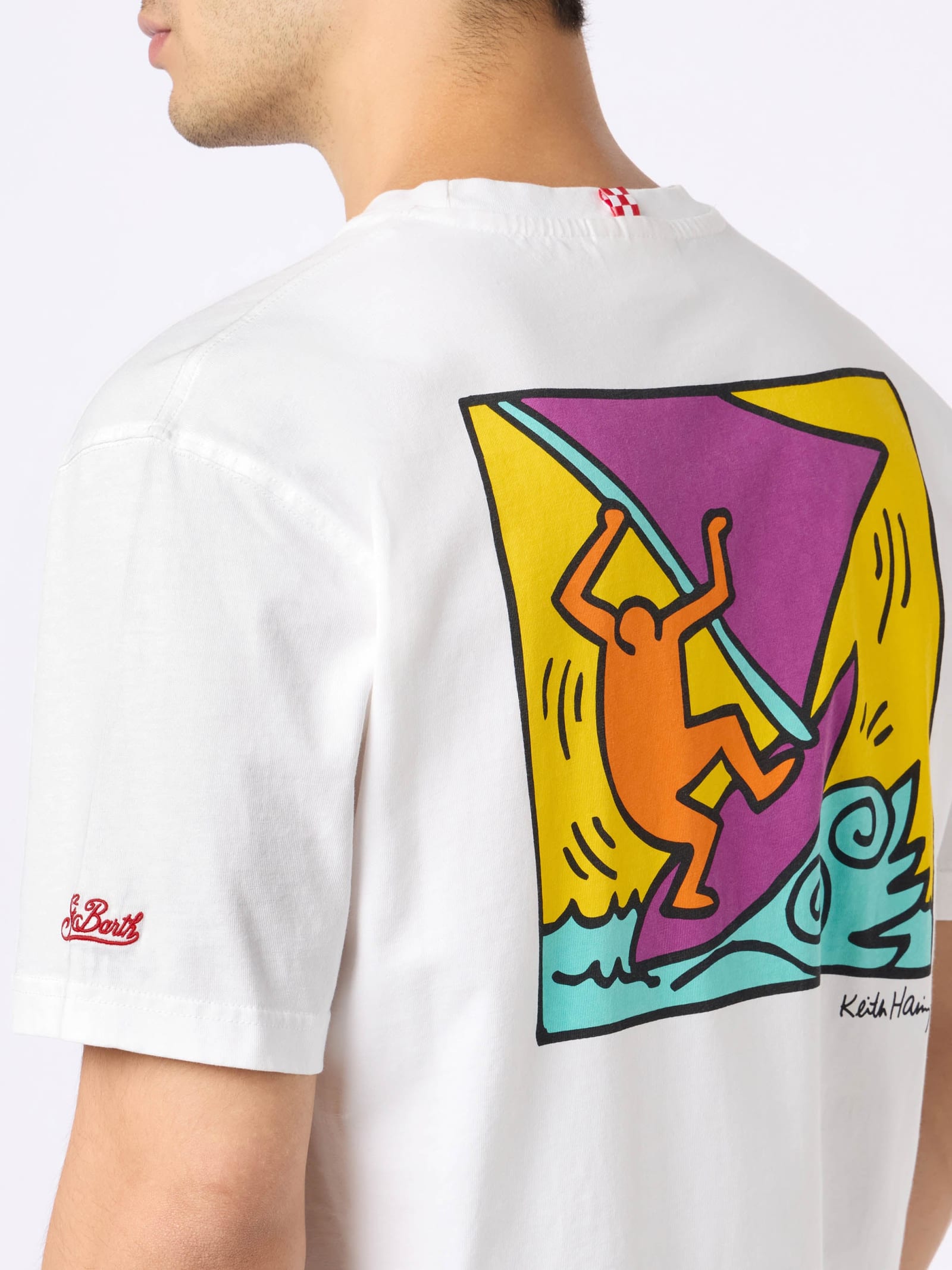 MC2 SAINT BARTH MAN COTTON T-SHIRT WITH KEITH HARING DESIGN FRONT AND BACK PRINT KEITH HARING SPECIAL EDITION