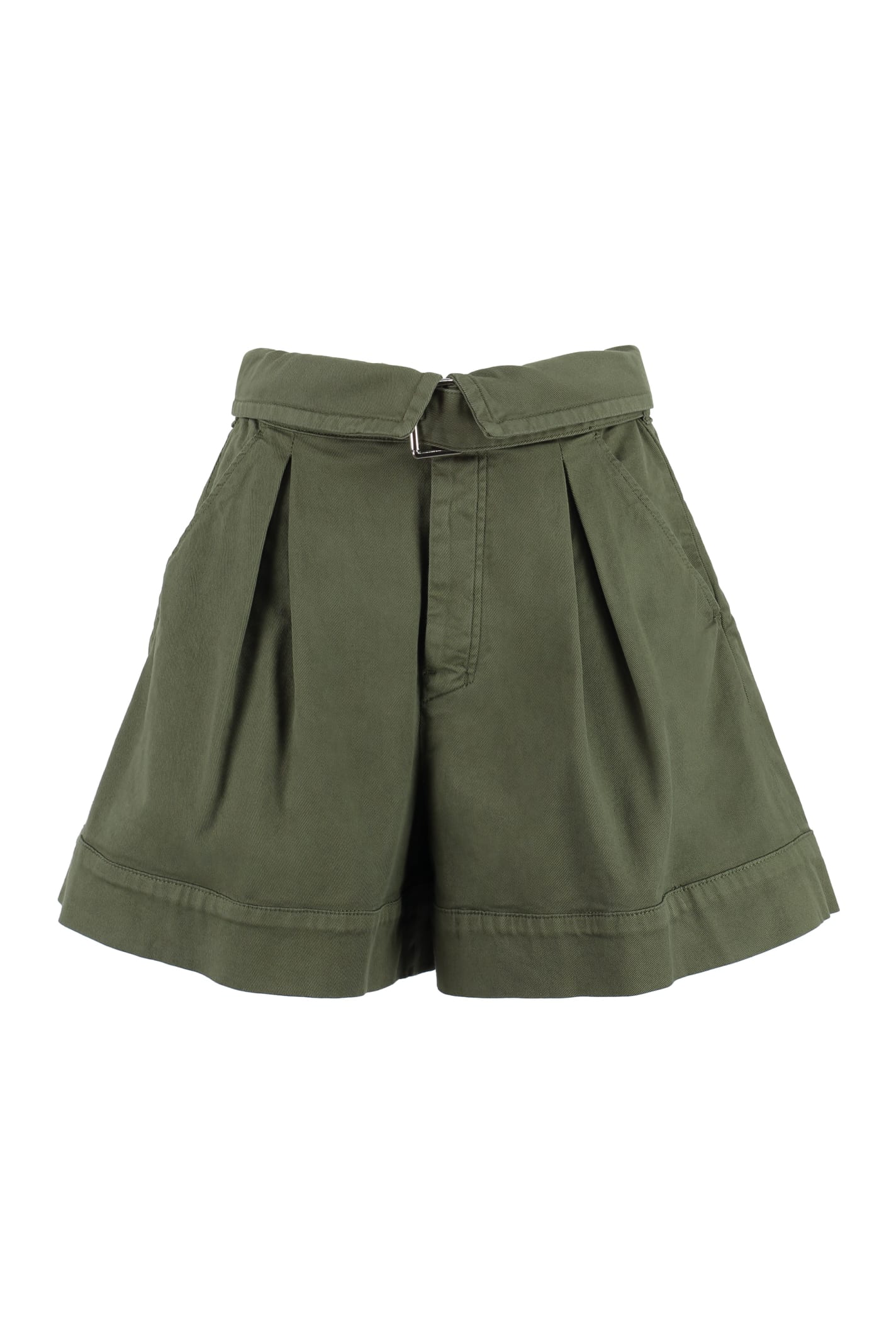 Shop Pinko Judo Roll-up Cuffed Denim Shorts In Green