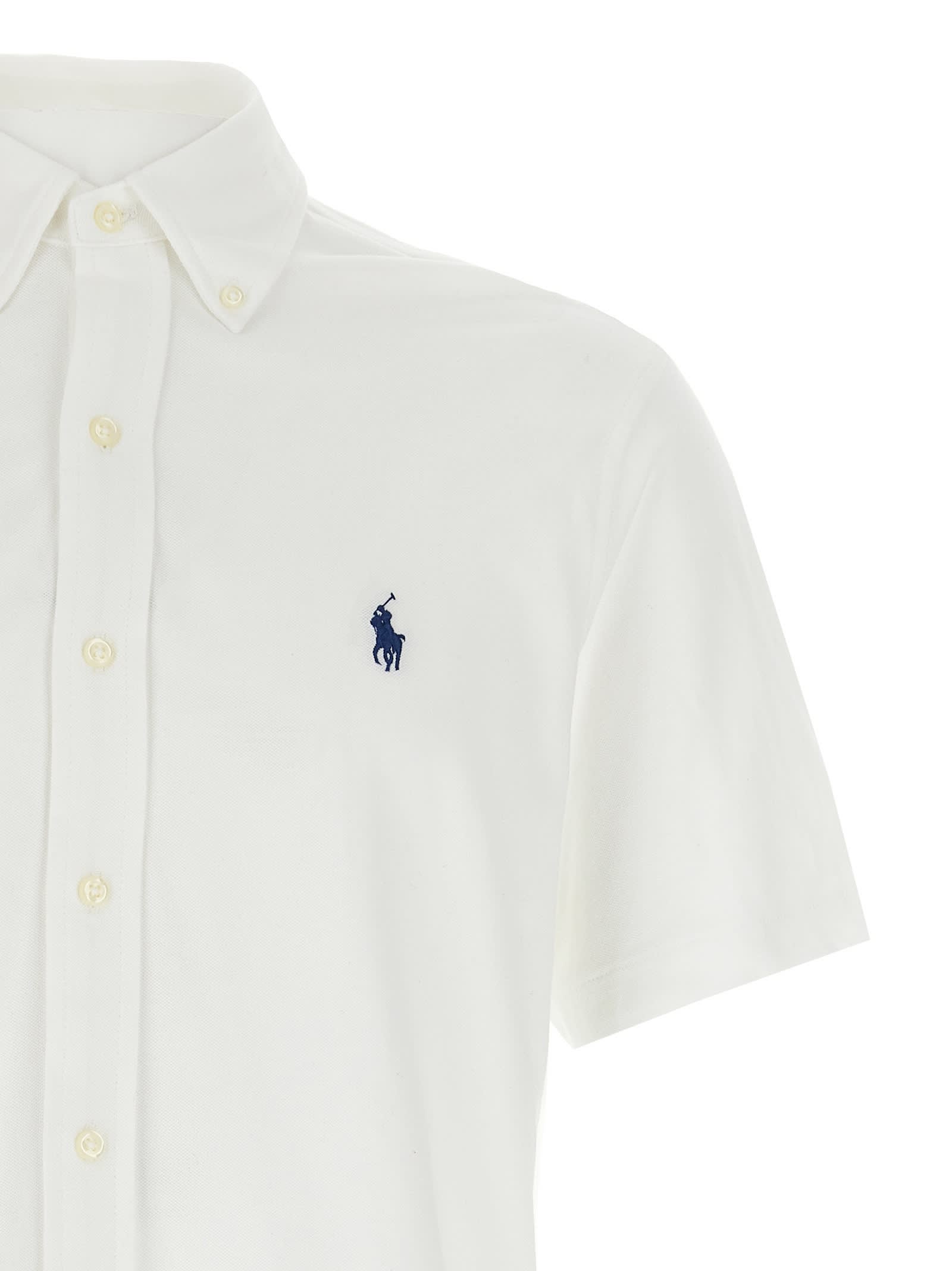 Shop Polo Ralph Lauren Piqué Shirt In White