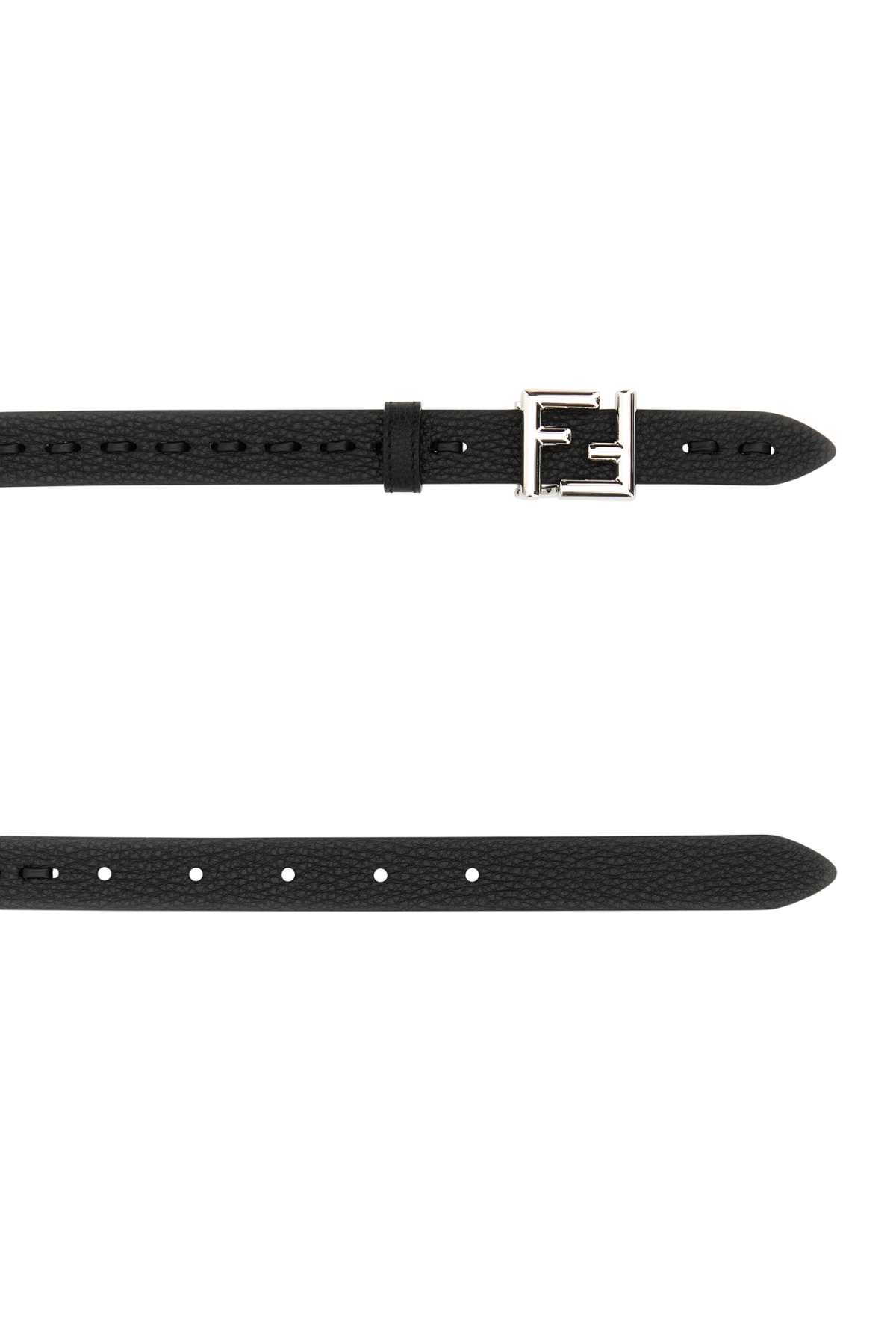 Shop Fendi Black Leather Belt In Nero