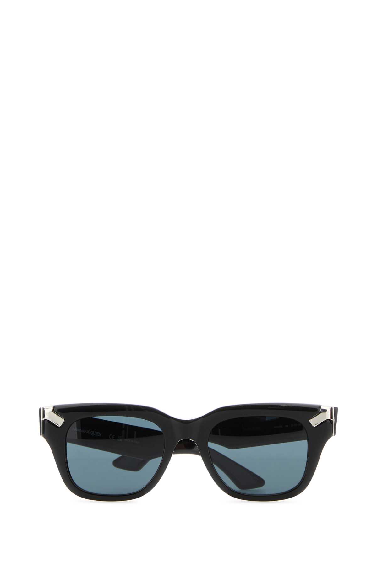 Shop Alexander Mcqueen Black Acetate Punk Rivet Sunglasses In Solidblue