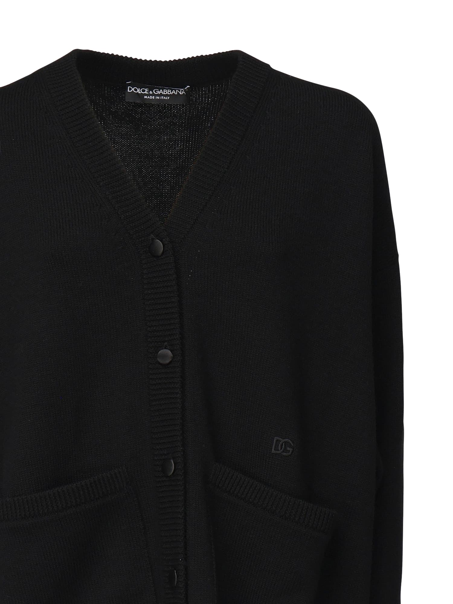 Dolce & Gabbana Buttoned Patch-pocket Cardigan In Black