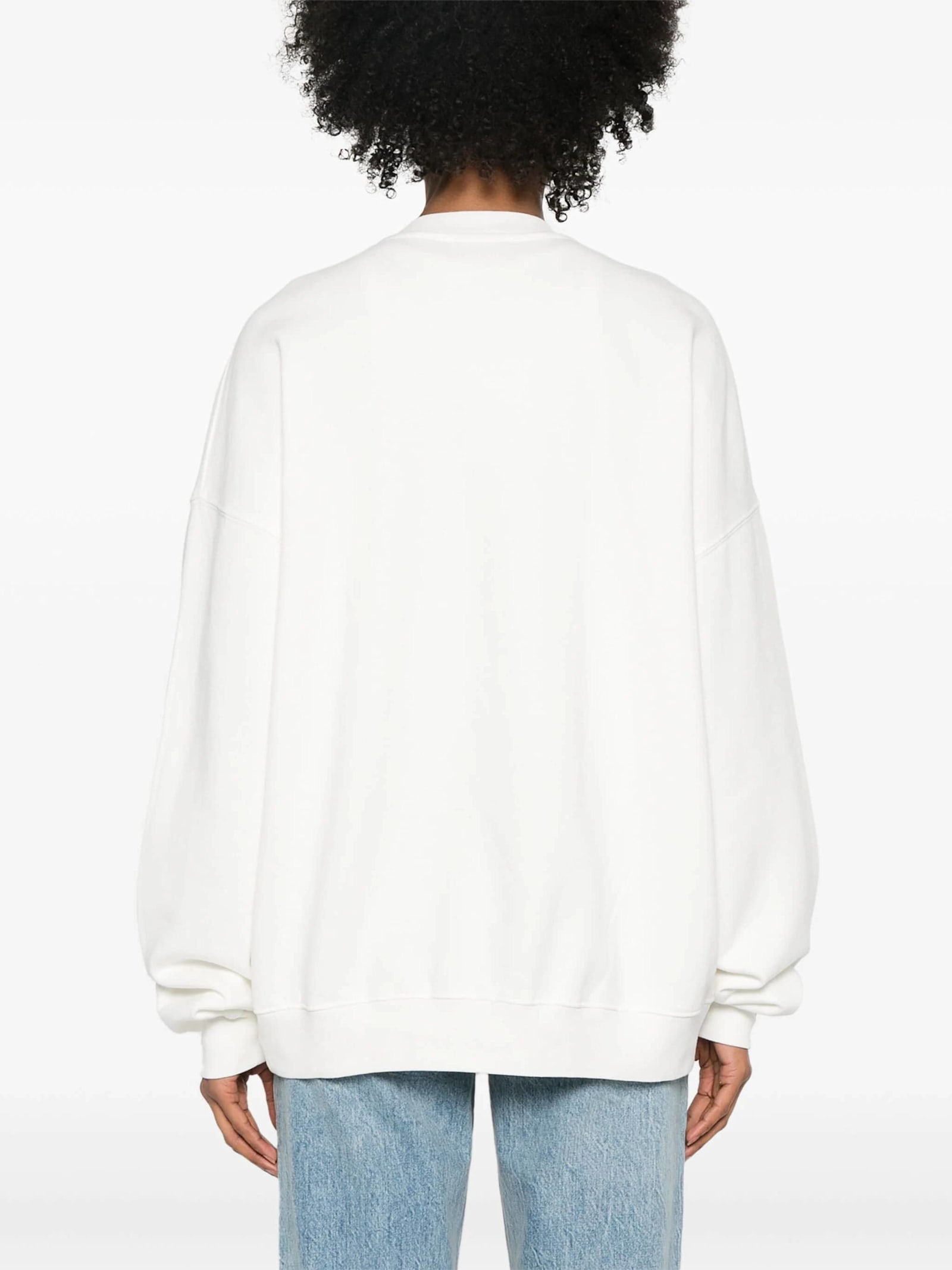 Anine Bing Miles Logo-patch Cotton Sweatshirt In White