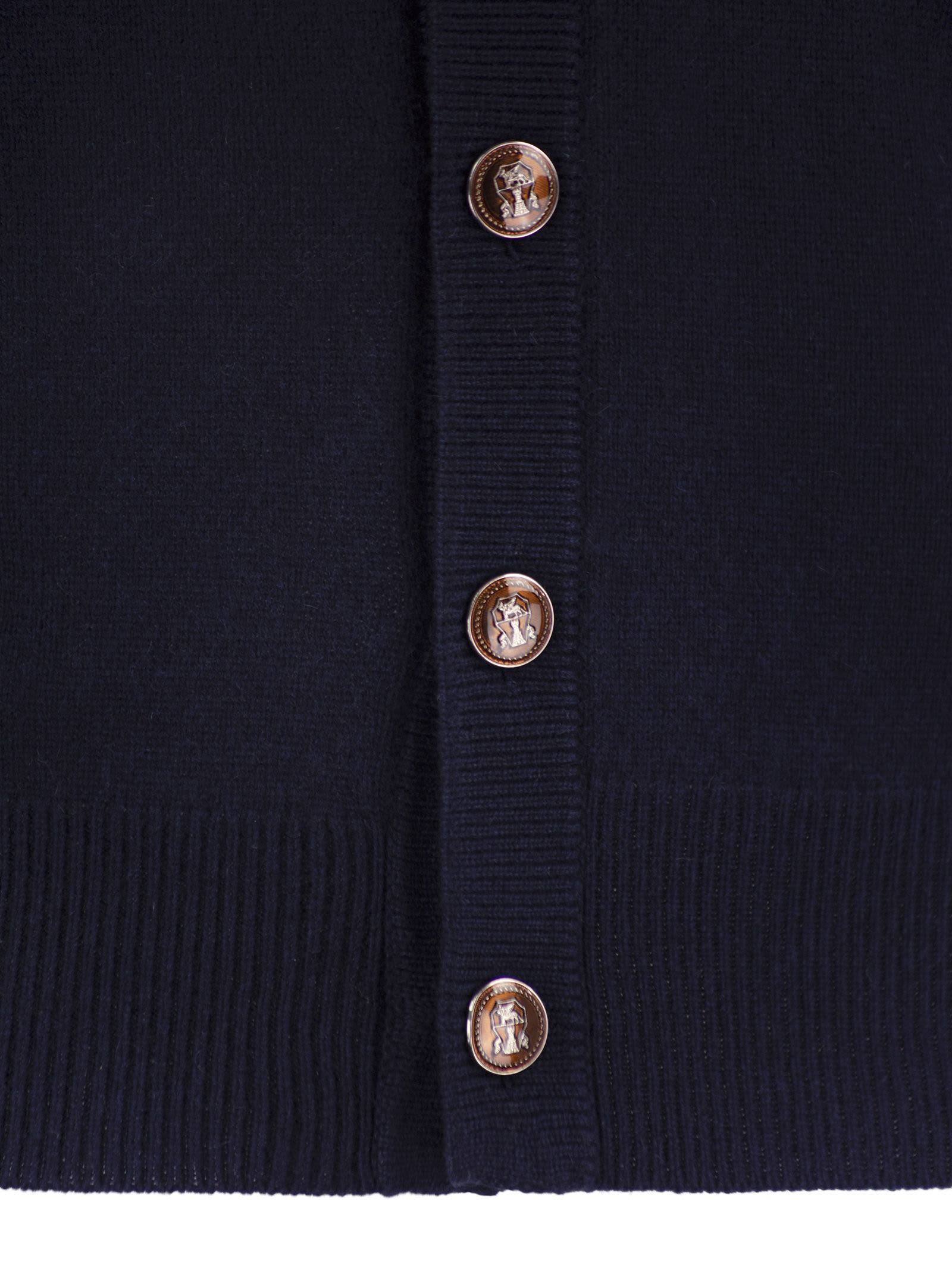 Shop Brunello Cucinelli Alpaca, Cotton And Wool Cardigan With Metal Buttons In Navy Blue