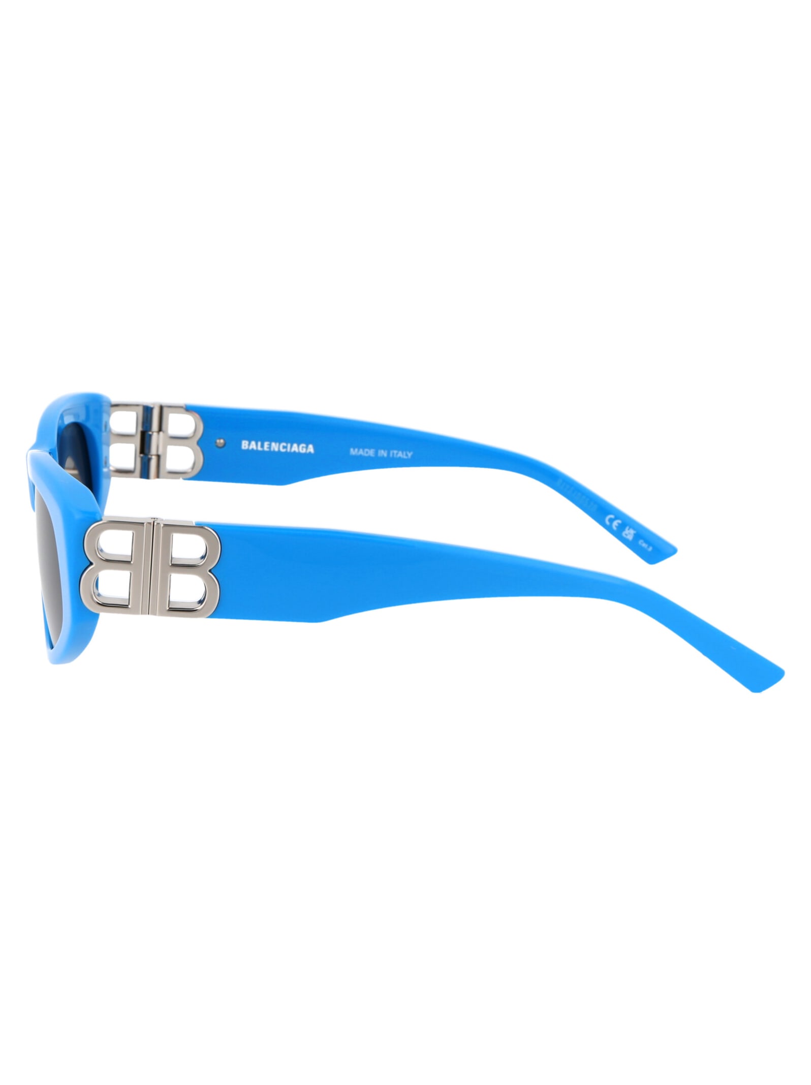 Shop Balenciaga Bb0095s Sunglasses In 011 Light Blue Silver Grey