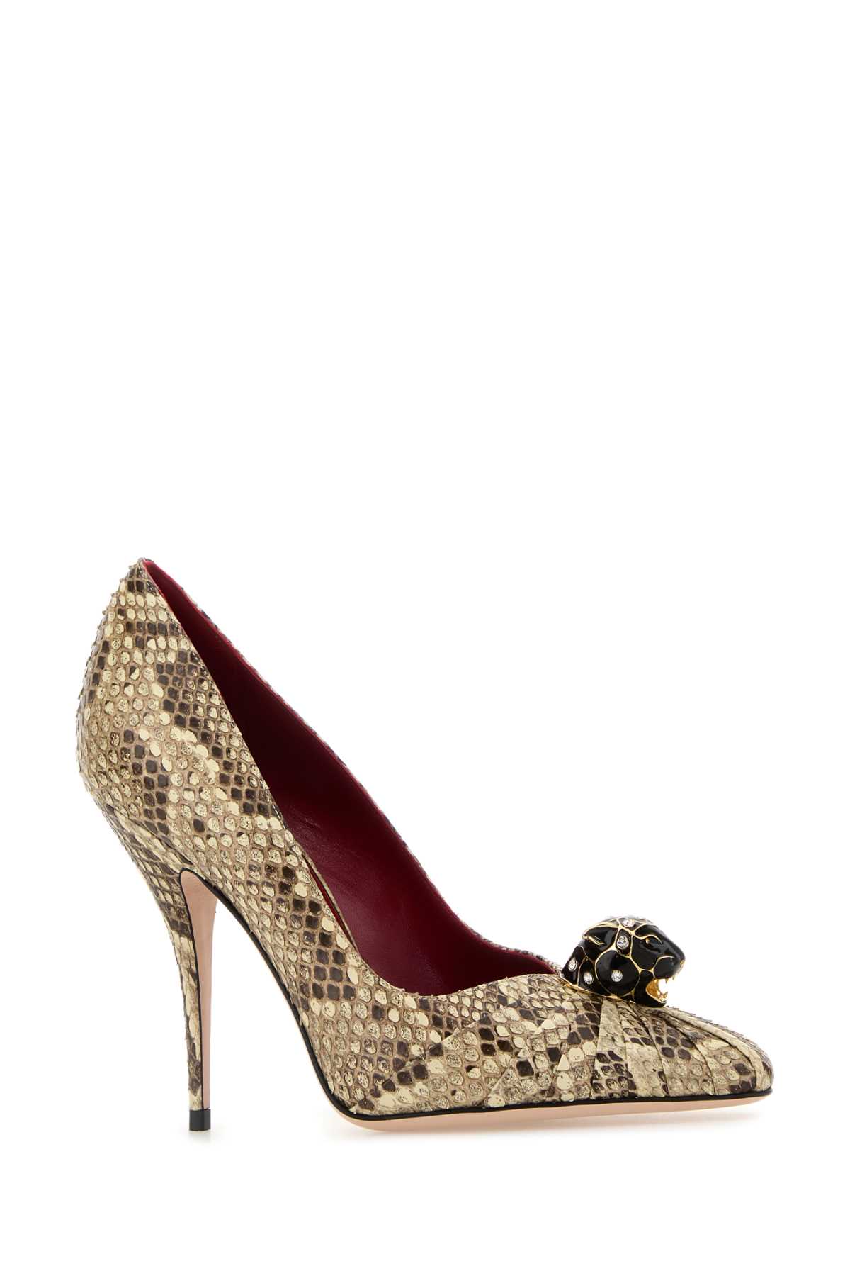 Valentino Stylish Leather Stiletto Pumps Decorative Embellishments In Animal Print