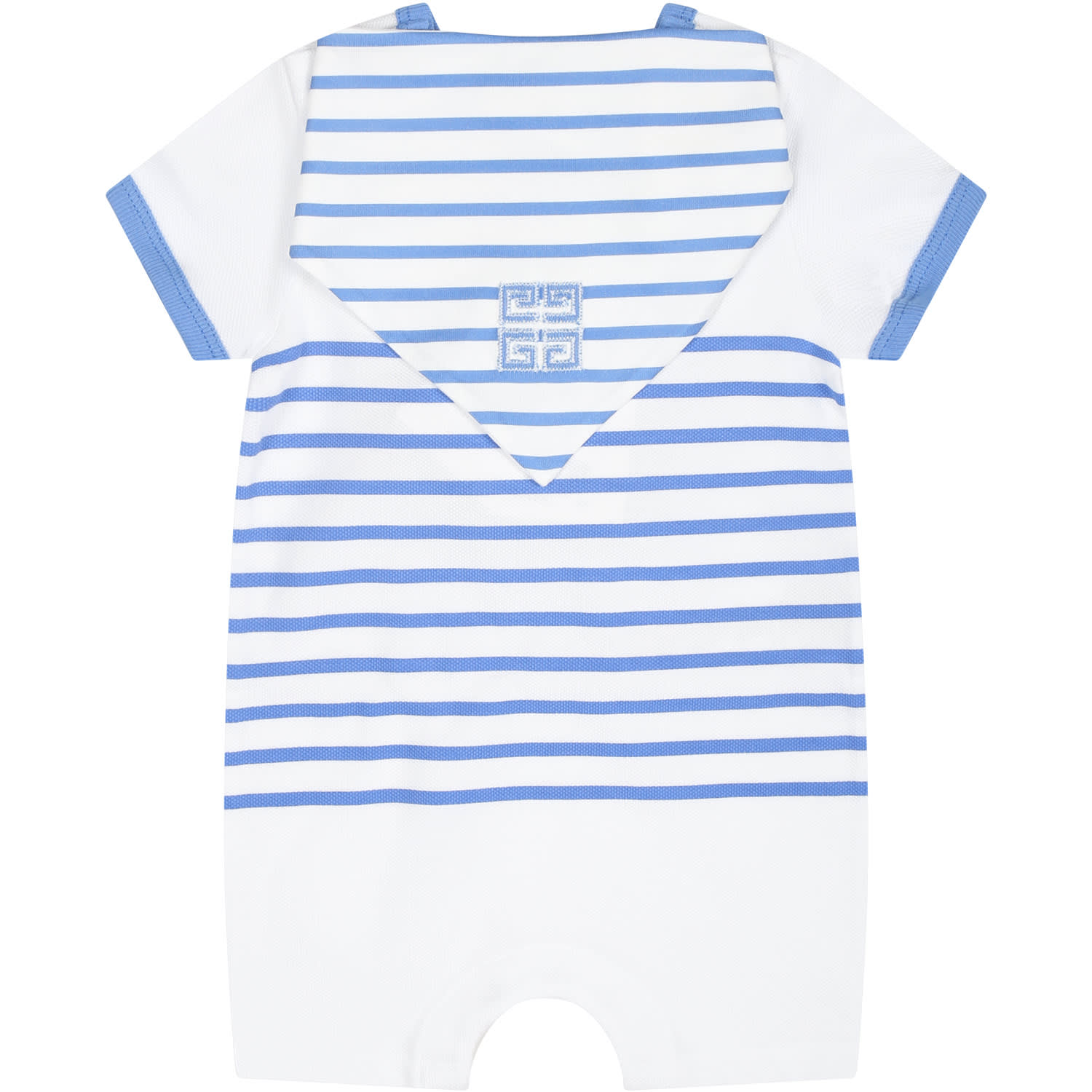Givenchy Light Blue Romper For Baby Boy With Stripes And Logo