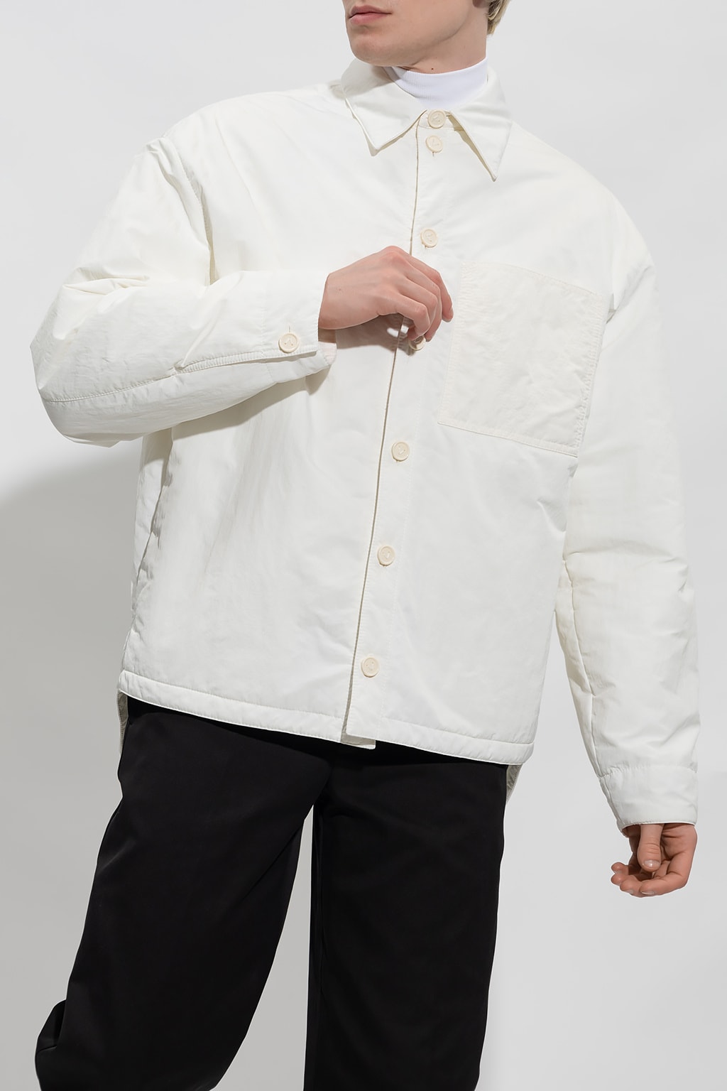 Shop Bottega Veneta Padded Nylon Jacket In Ivory