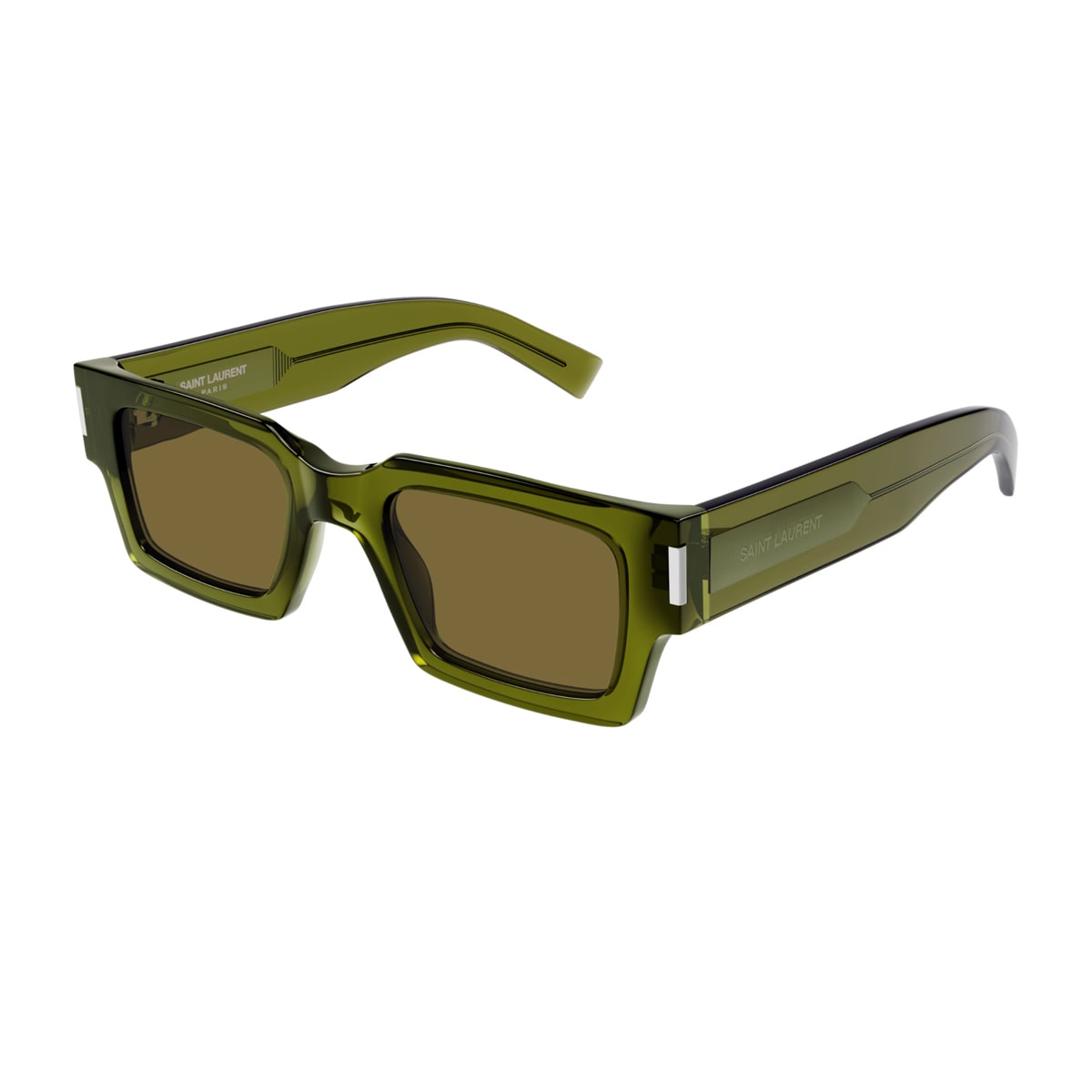 Saint Laurent Sl 572 Linea Corner Angle 005 Green Brown Sunglasses In Green