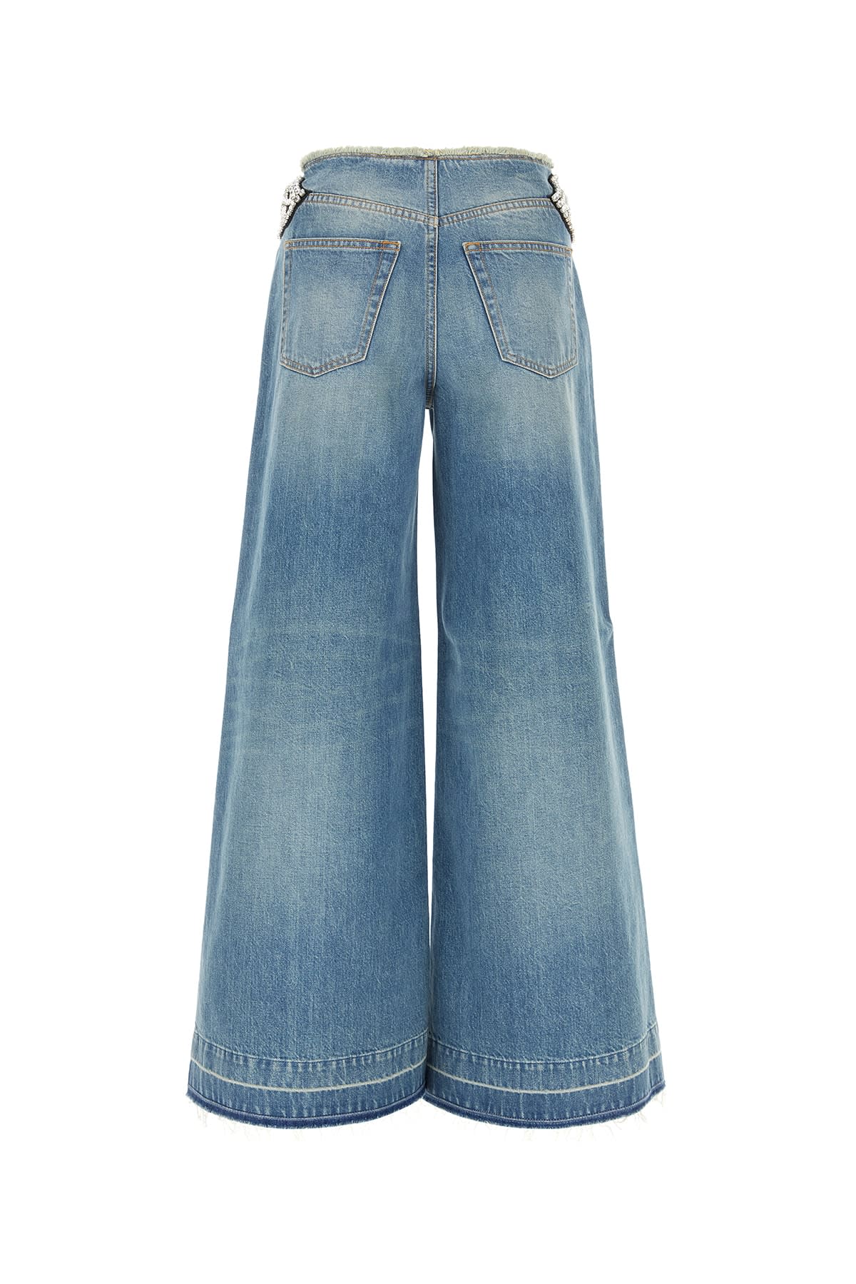 Stella Mccartney Embellished Feather Cut Out Jeans In Vintagebluedenim