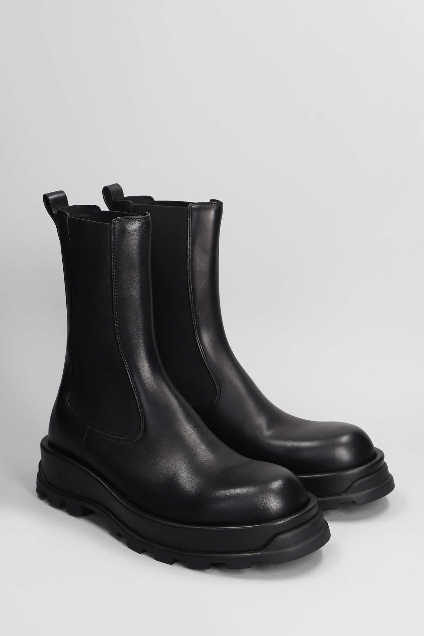 Shop Jil Sander Ankle Boots In Black Leather