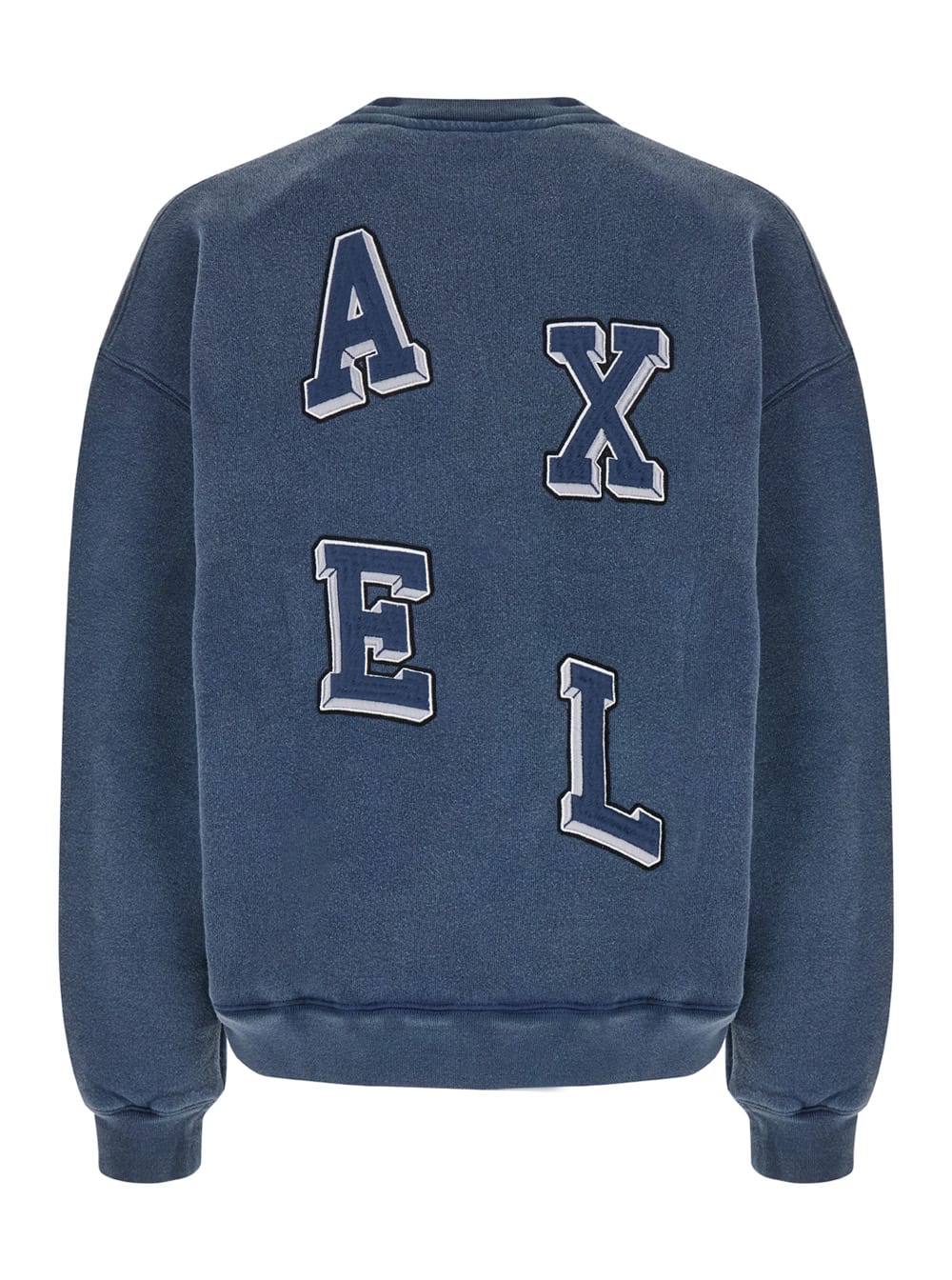 Shop Axel Arigato Blue Crewneck Sweatshirt With Logo Embroidery In Cotton Man