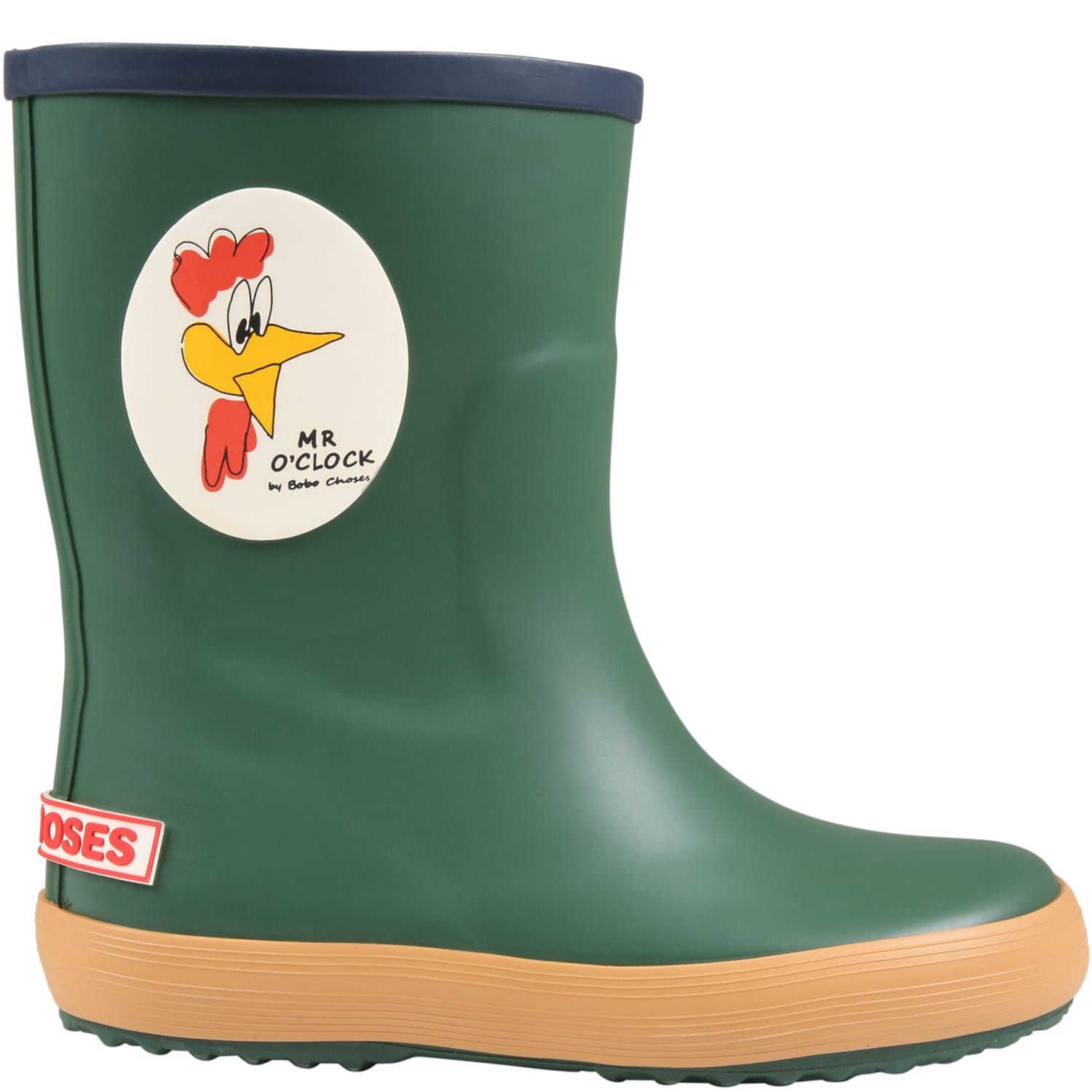 Bobo Choses Green Rain-boots For Kids With Rooster And Logo