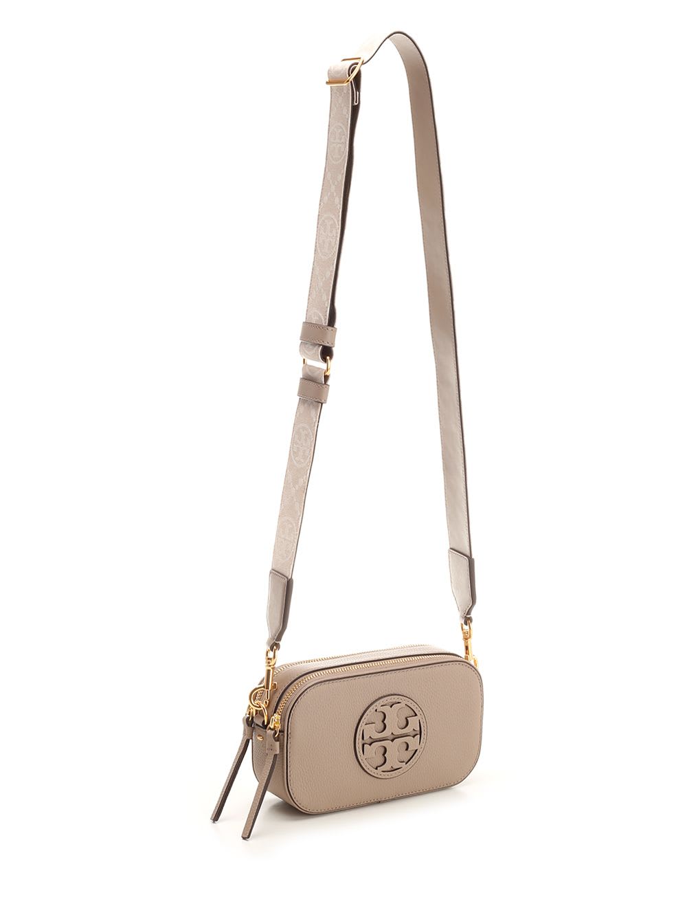 Shop Tory Burch Miller Shoulder Bag In Beige