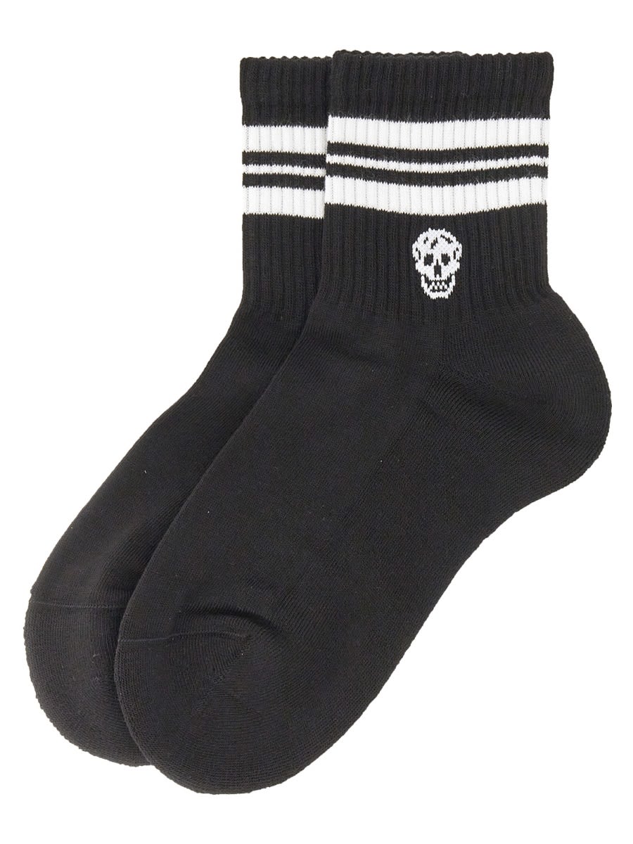 Shop Alexander Mcqueen Sock With Logo In Black