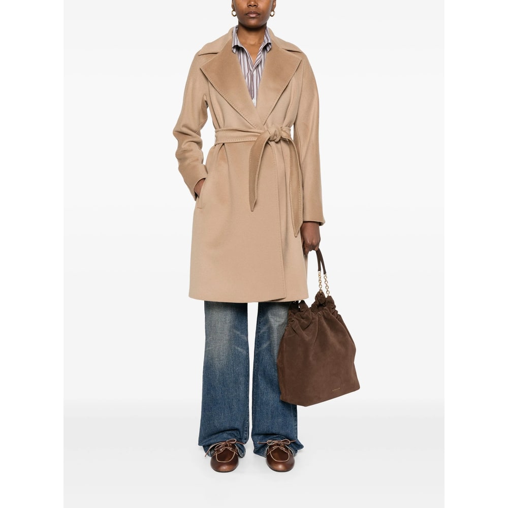 Max Mara Wool Robe Coat In Brown