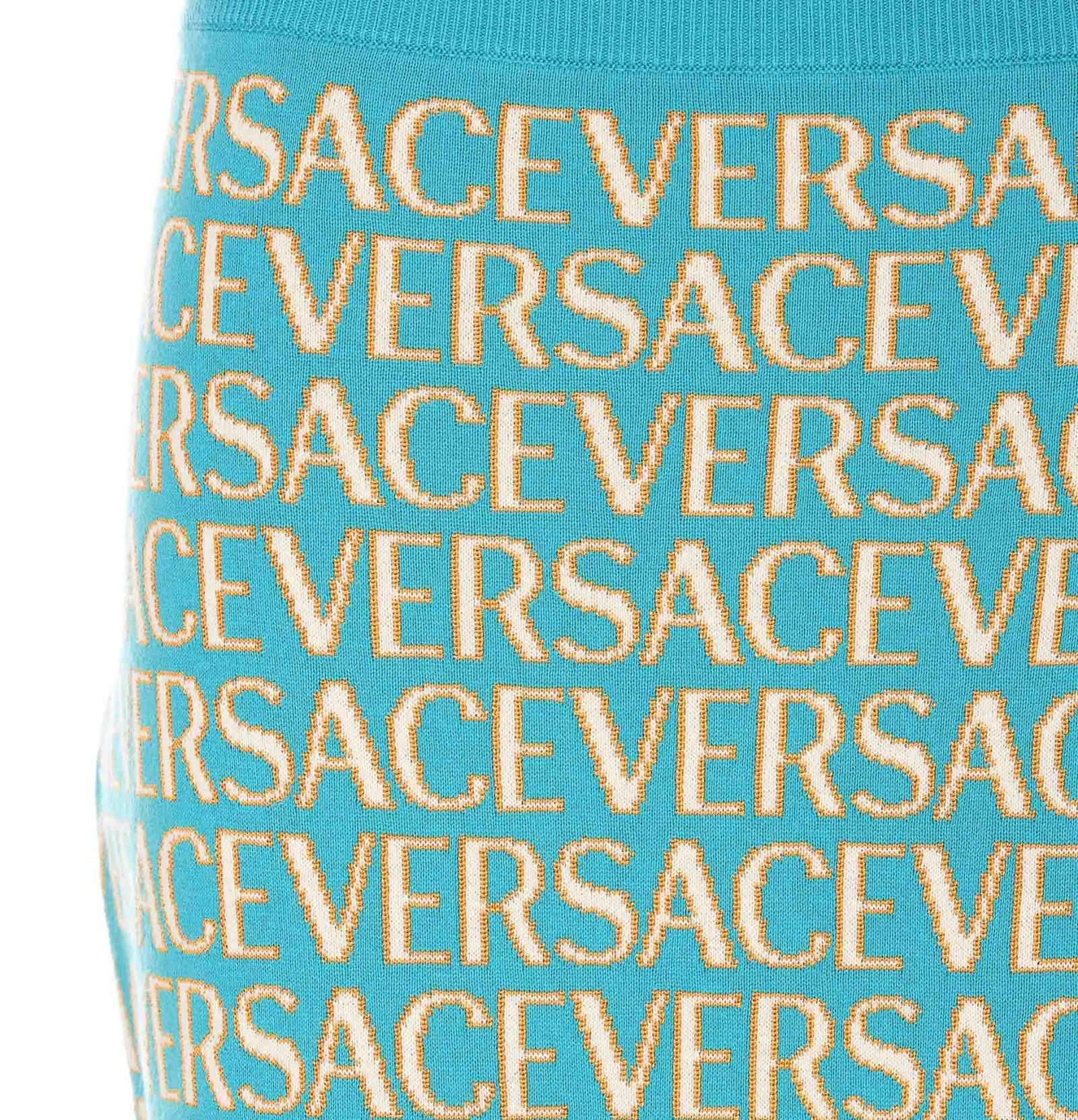 Shop Versace Allover Skirt In Gnawed Blue