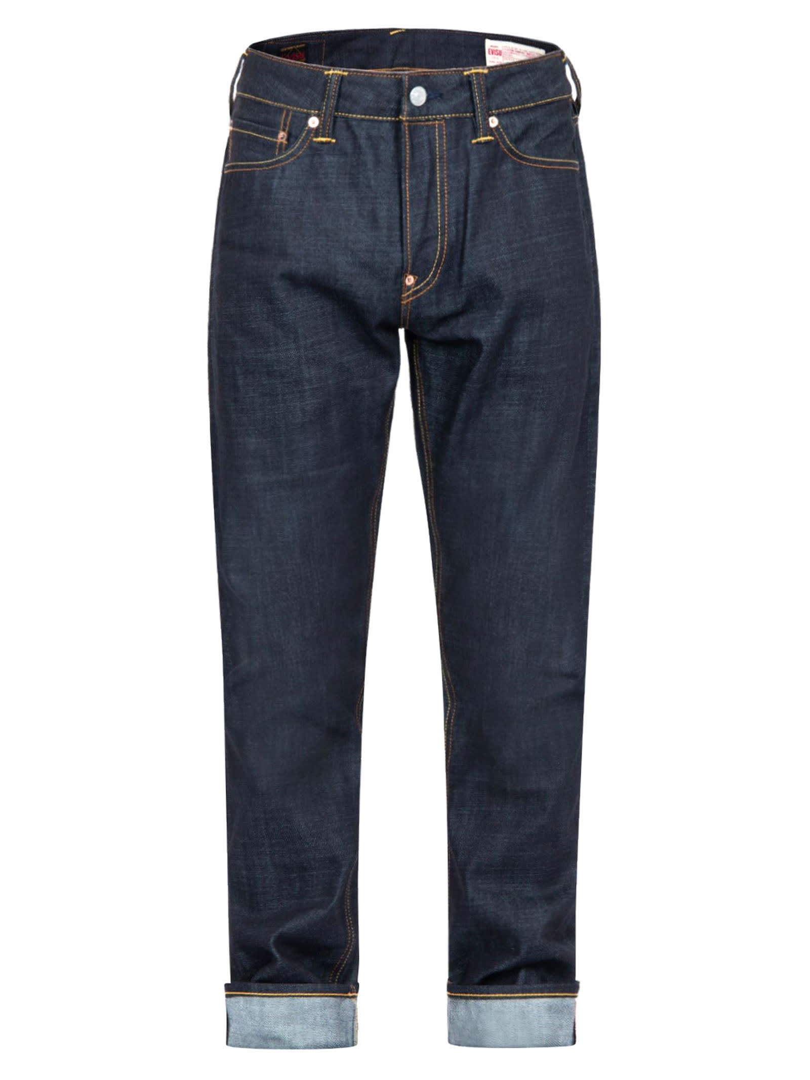 Evisu Dark Blue Cotton Denim Jeans