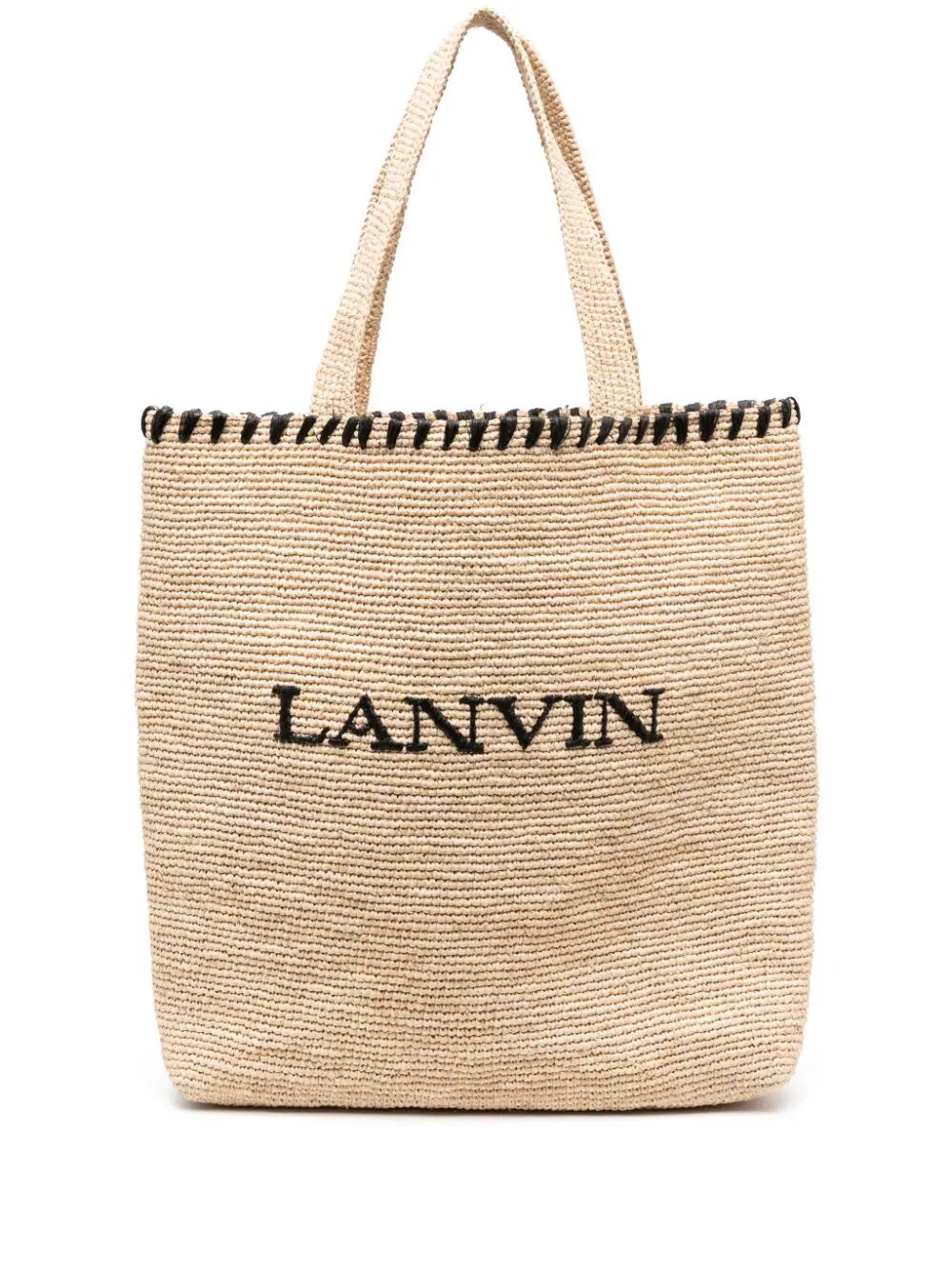 Shop Lanvin Tote Bag In Natural Black