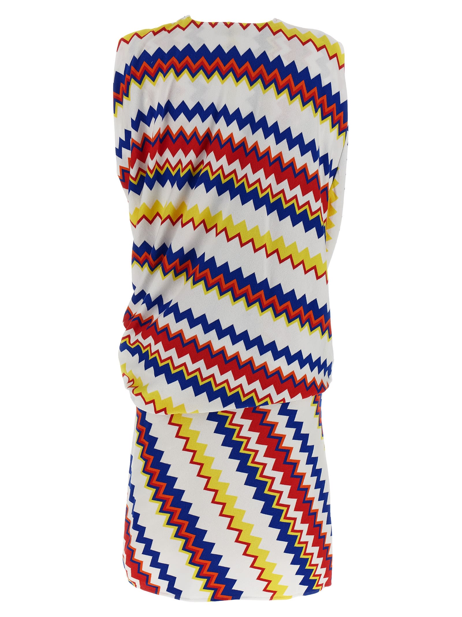 Missoni Zigzag Pattern Peplos Minidress With Draped Front In Multi