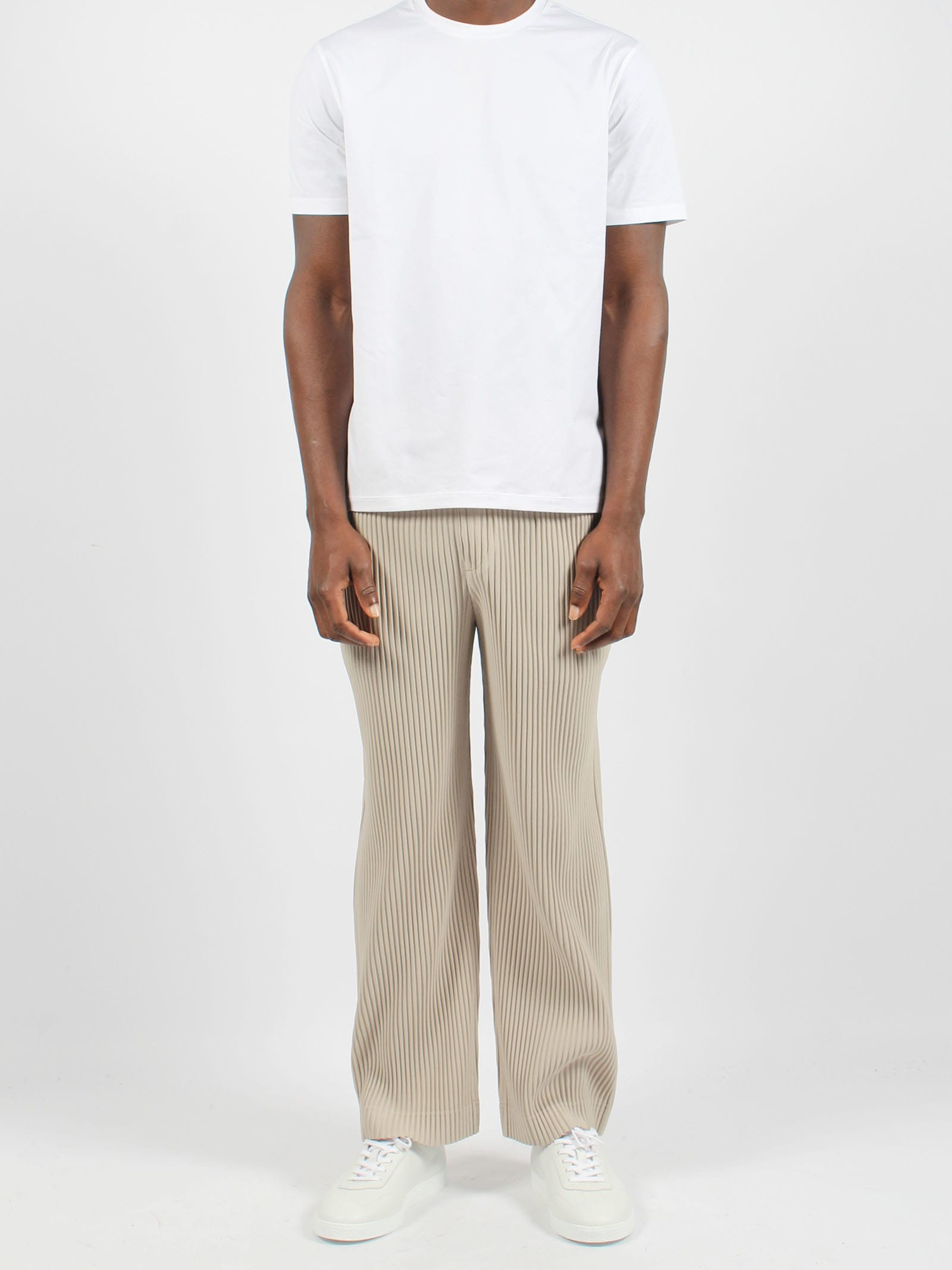 Shop Issey Miyake Mc March Trousers In Linen Beige