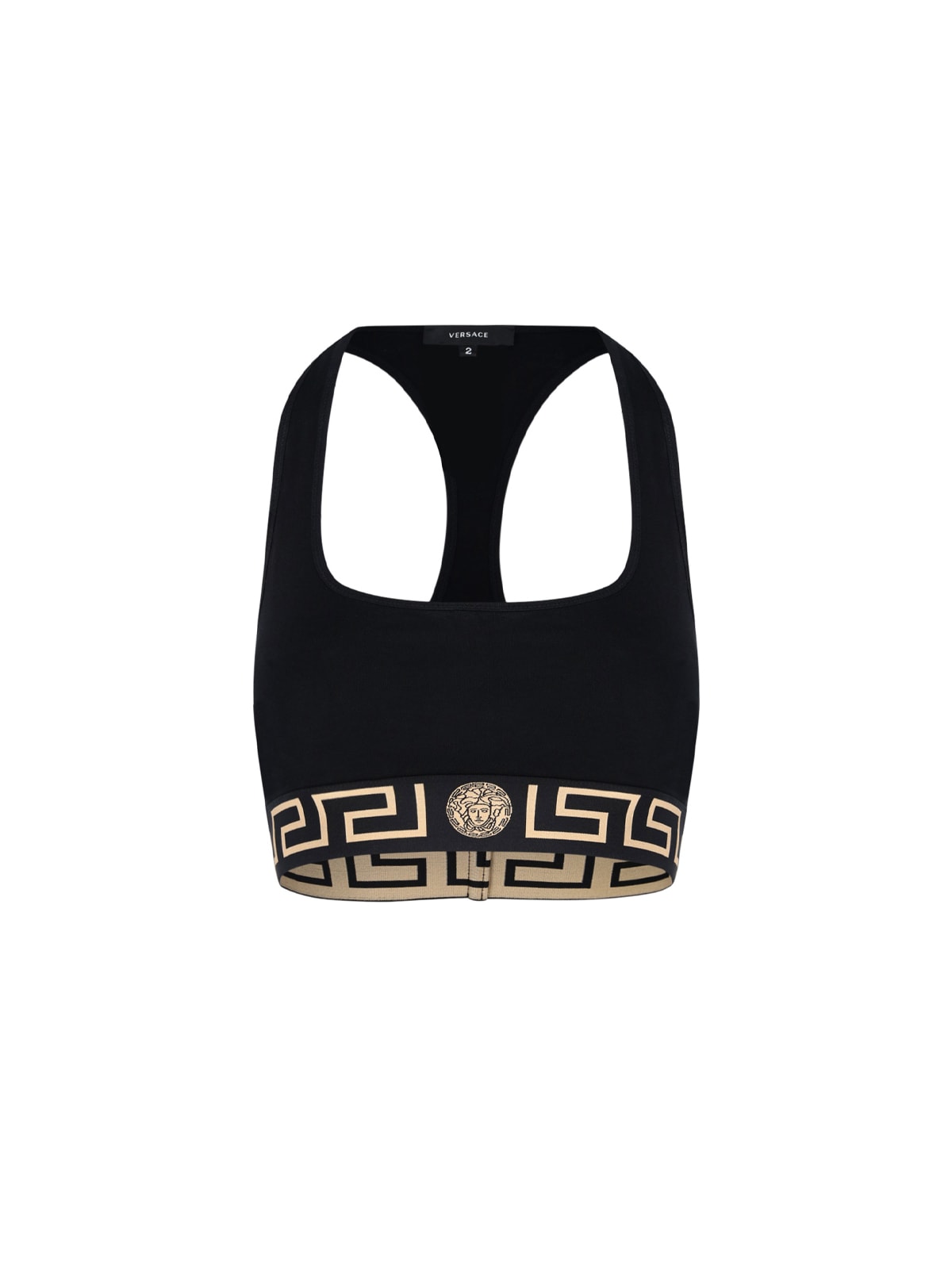 Versace Greek-edged Sports Bralette In Black
