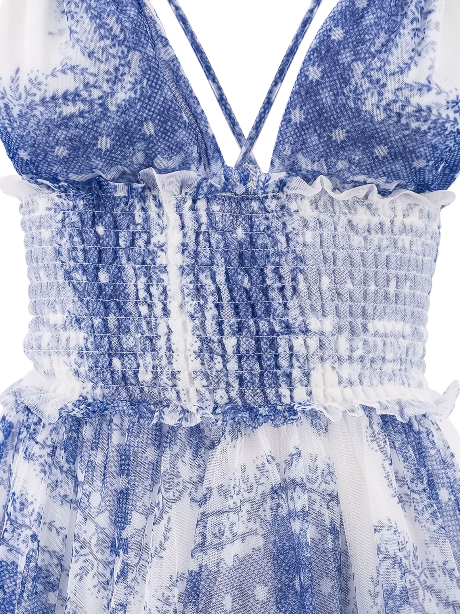 Shop Philosophy Di Lorenzo Serafini Floral-print Smocked Minidress In Blue