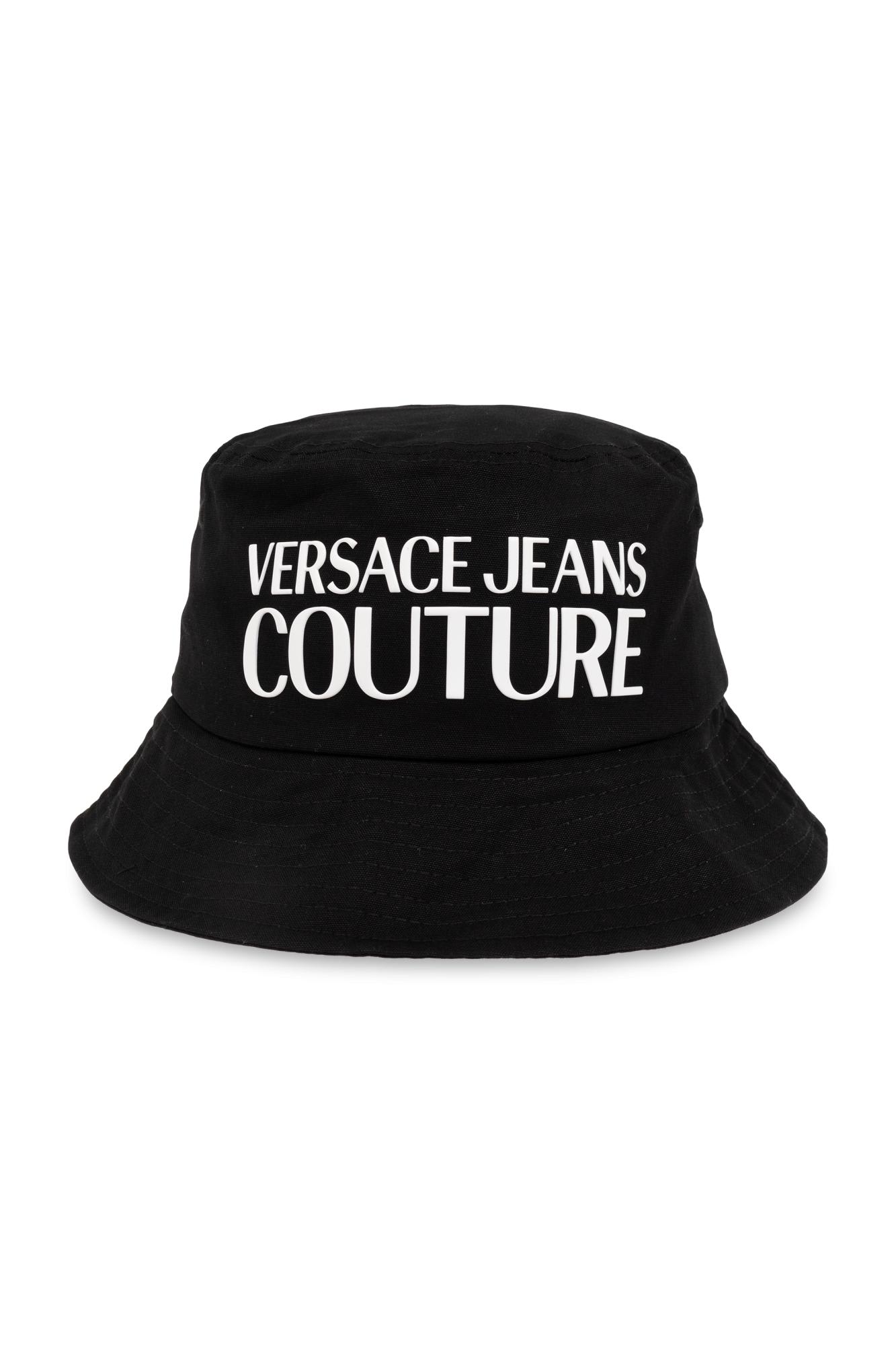 Shop Versace Jeans Couture Bucket Hat With Logo In Black