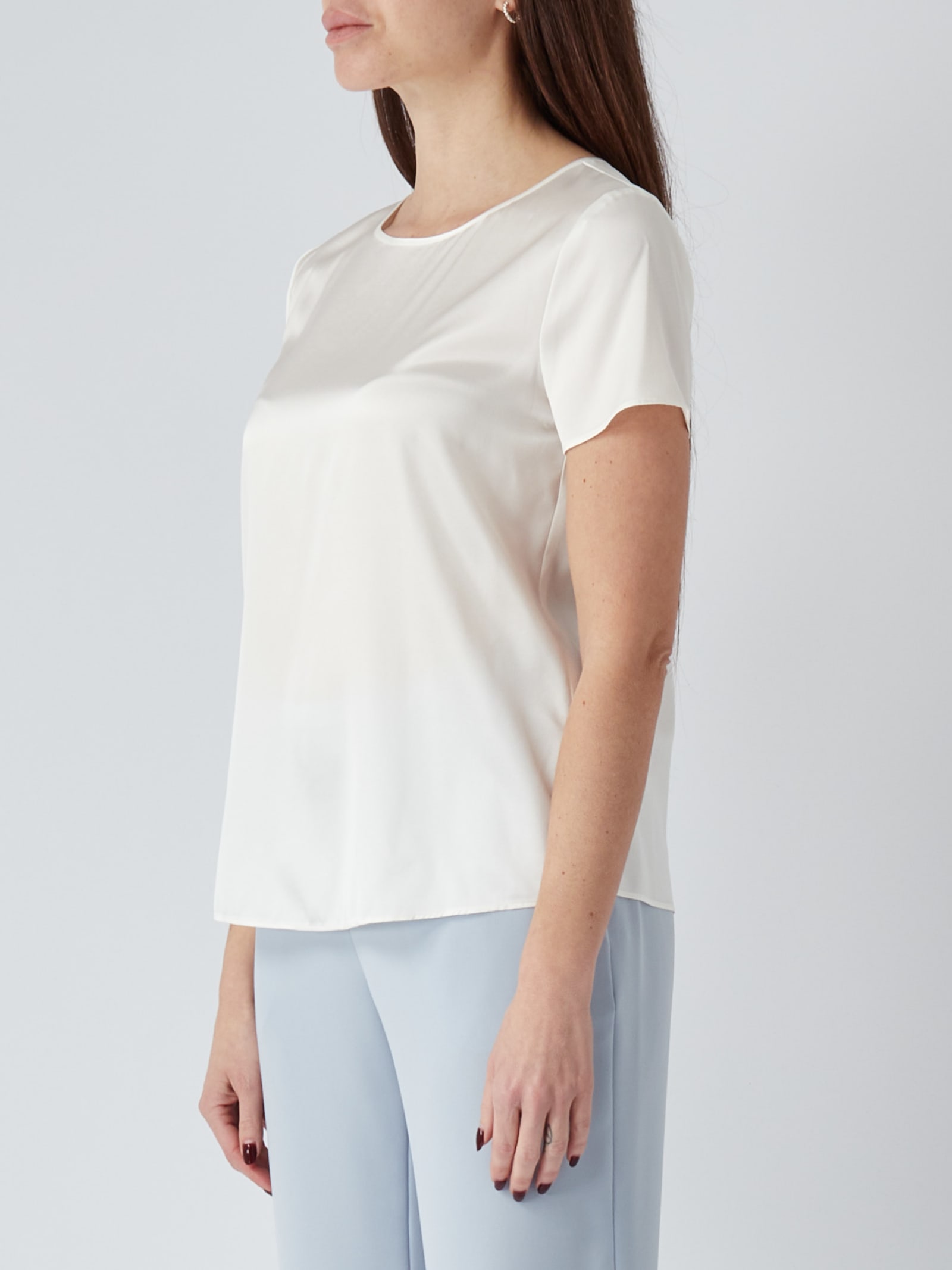 Emporio Armani Silk Satin Blouse In White | ModeSens