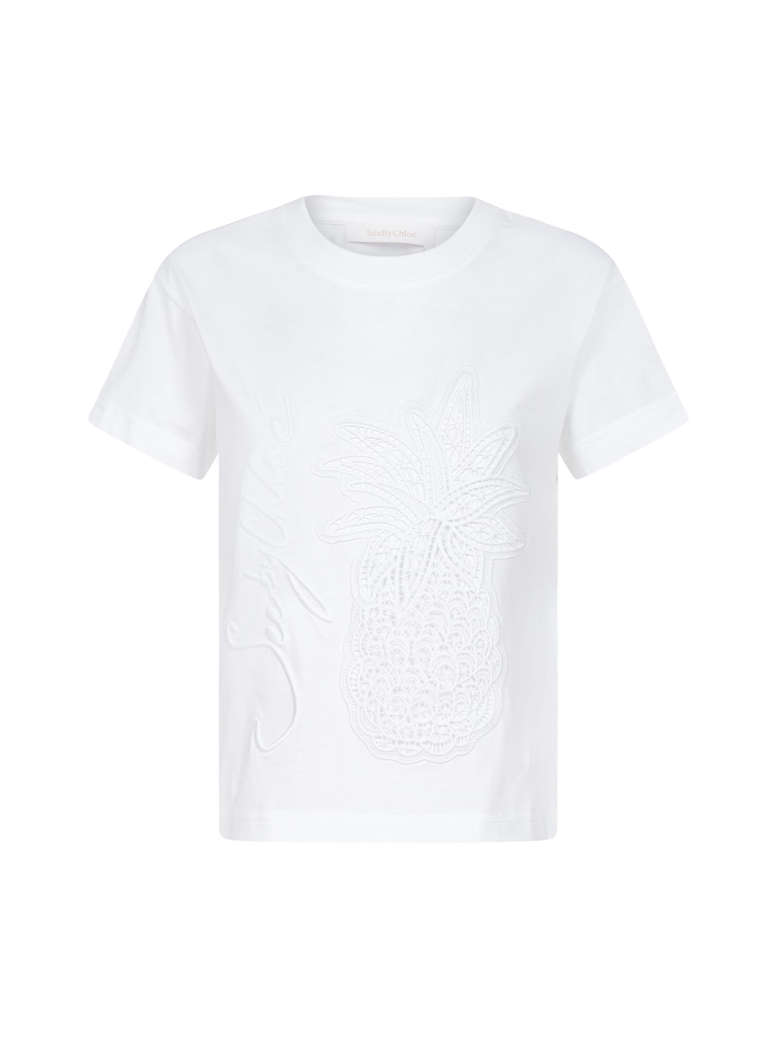 See by Chloé Logo And Embroidery Cotton T-shirt