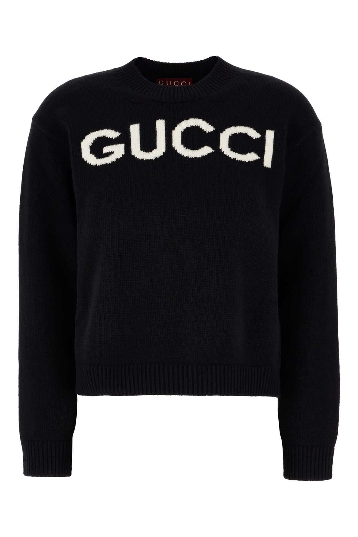 Shop Gucci Black Wool Sweater In Black Ivory