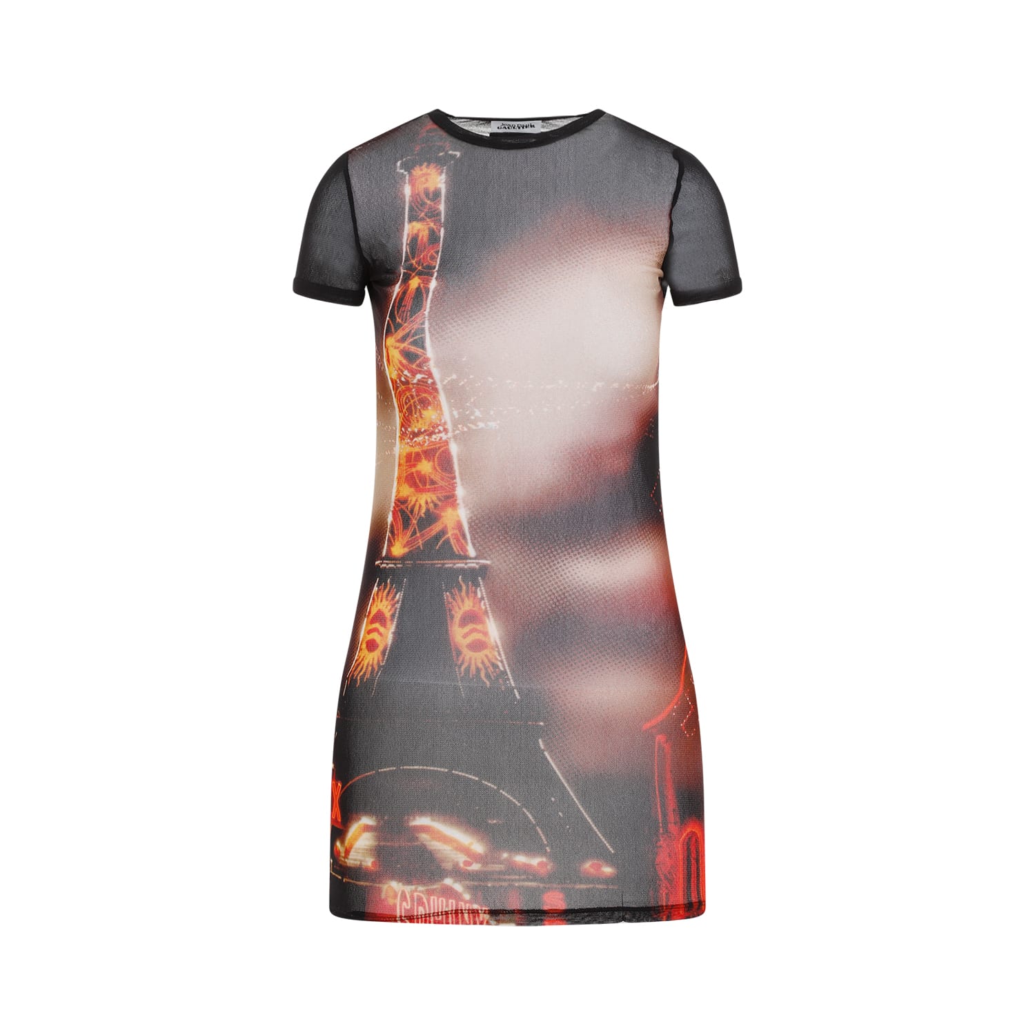 Shop Jean Paul Gaultier Mesh Printed Pigalle Mini Dress In Black Red Orange